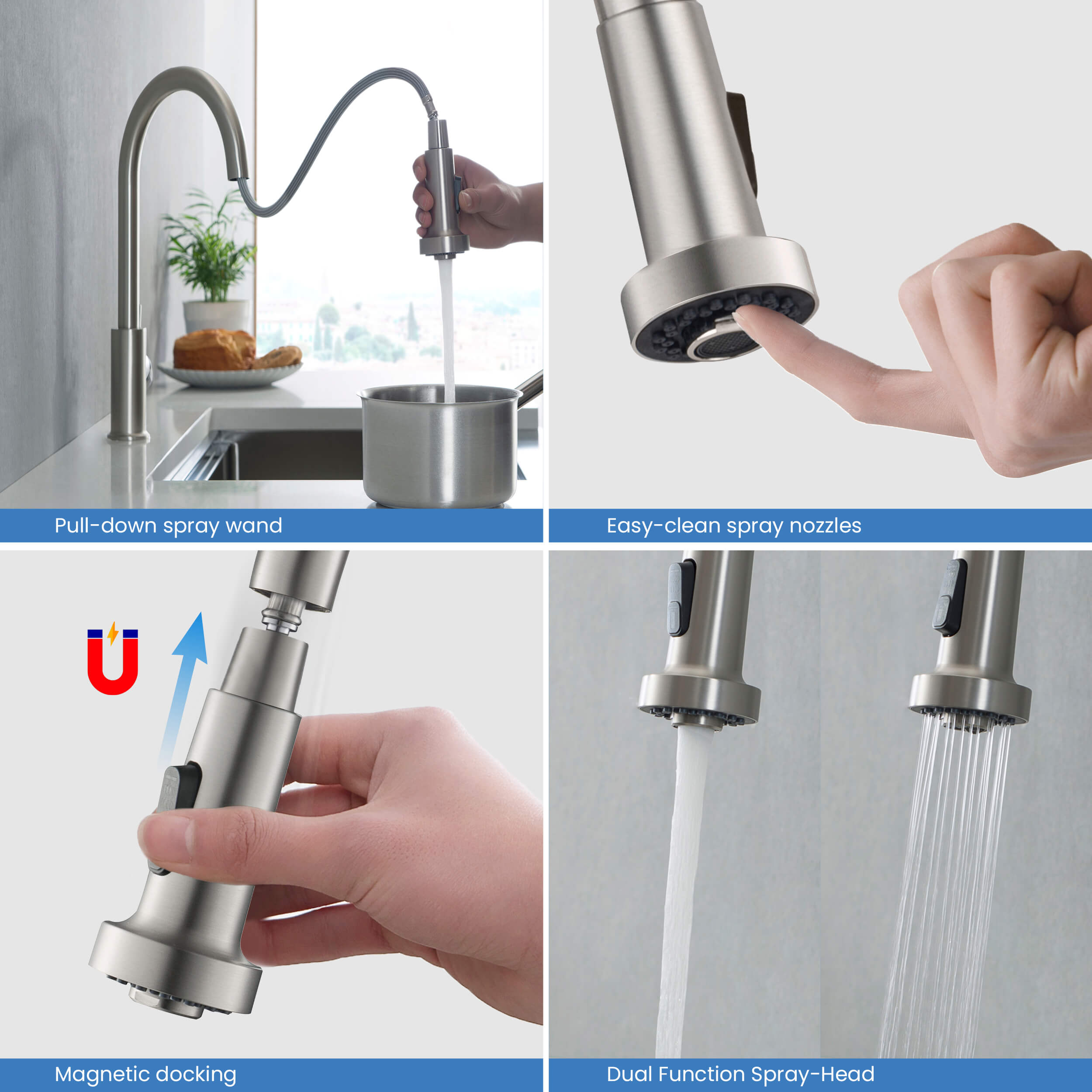 Casa Single Handle Pull Down Kitchen Sink Faucet - KKF2002