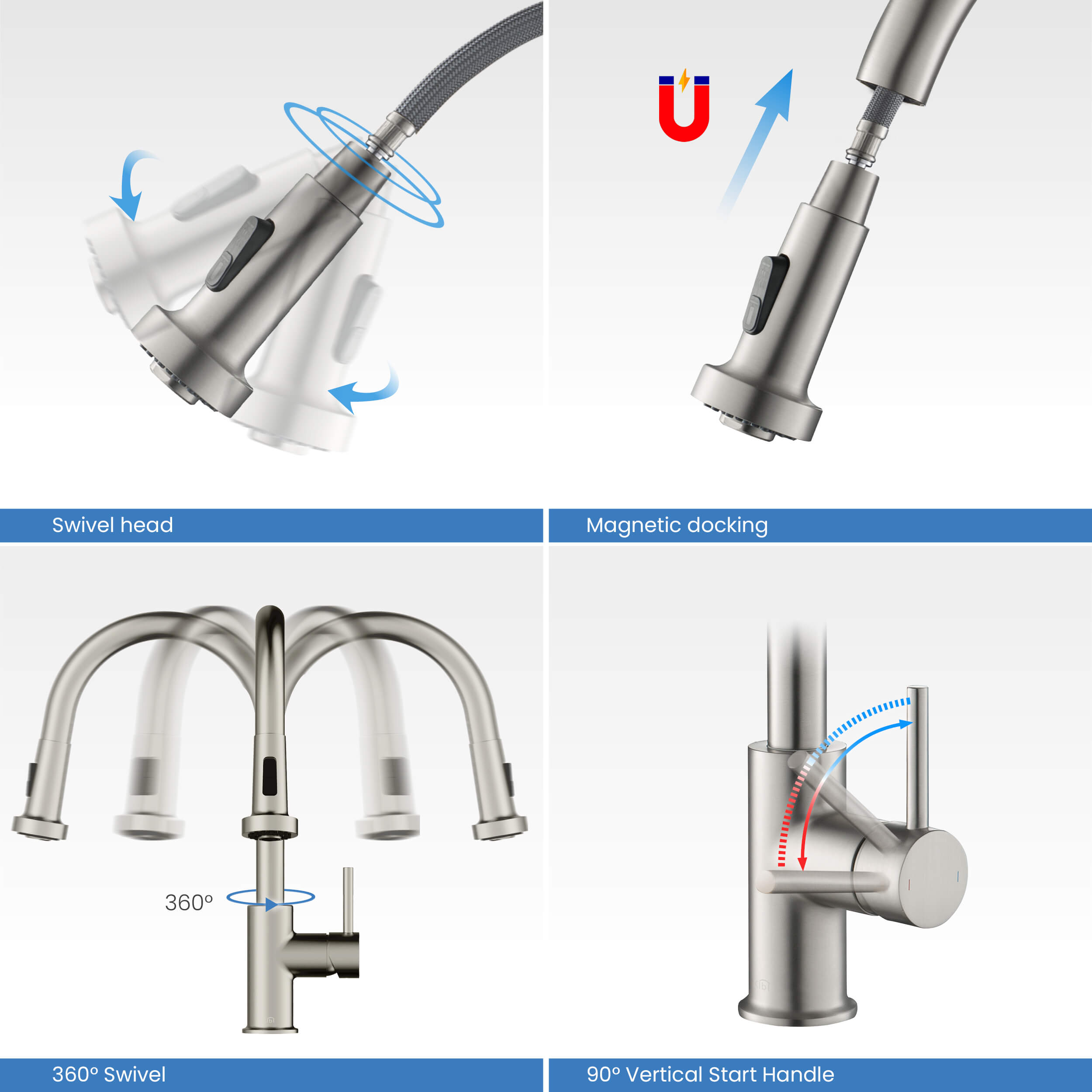 Casa Single Handle Pull Down Kitchen Sink Faucet - KKF2002