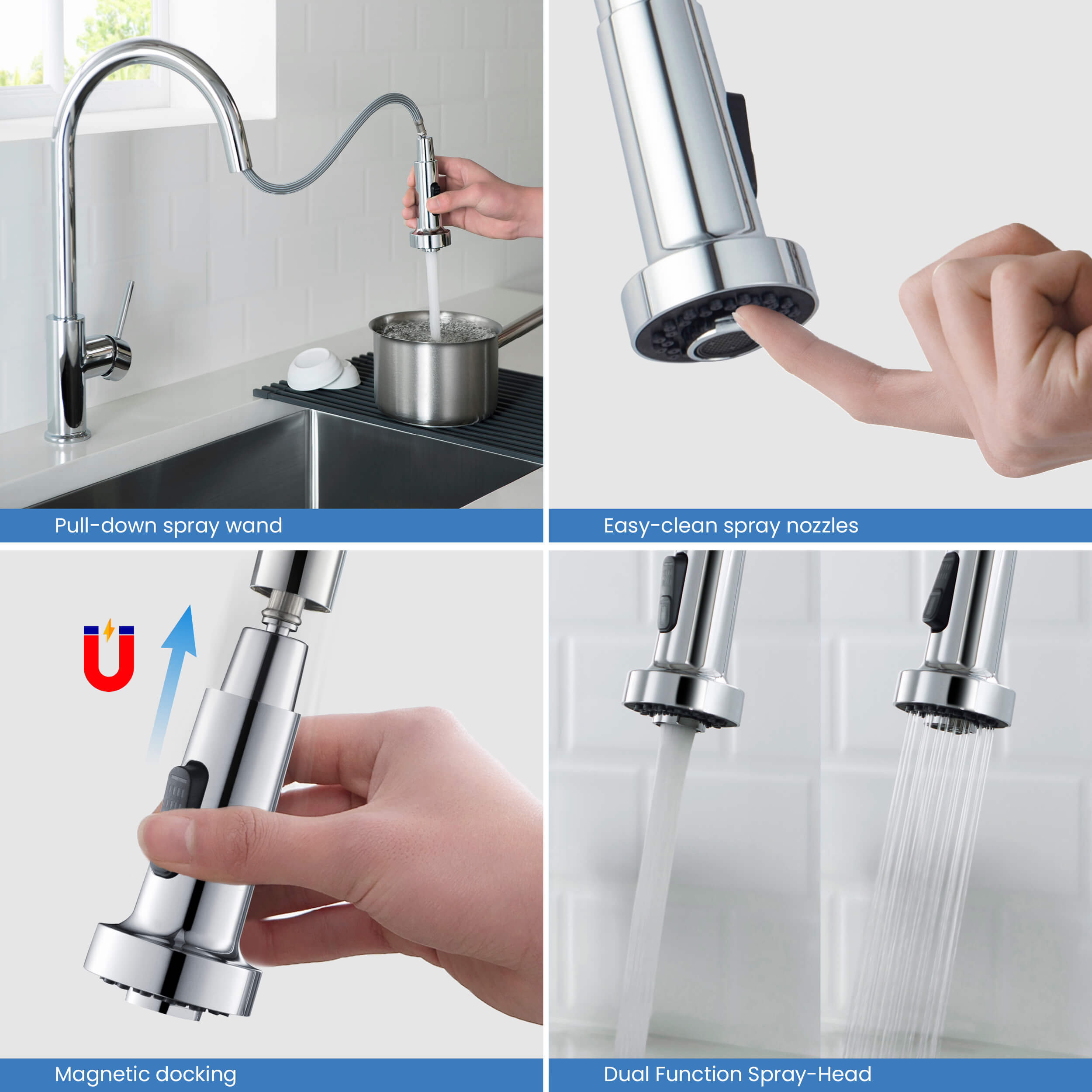 Casa Single Handle Pull Down Kitchen Sink Faucet - KKF2002