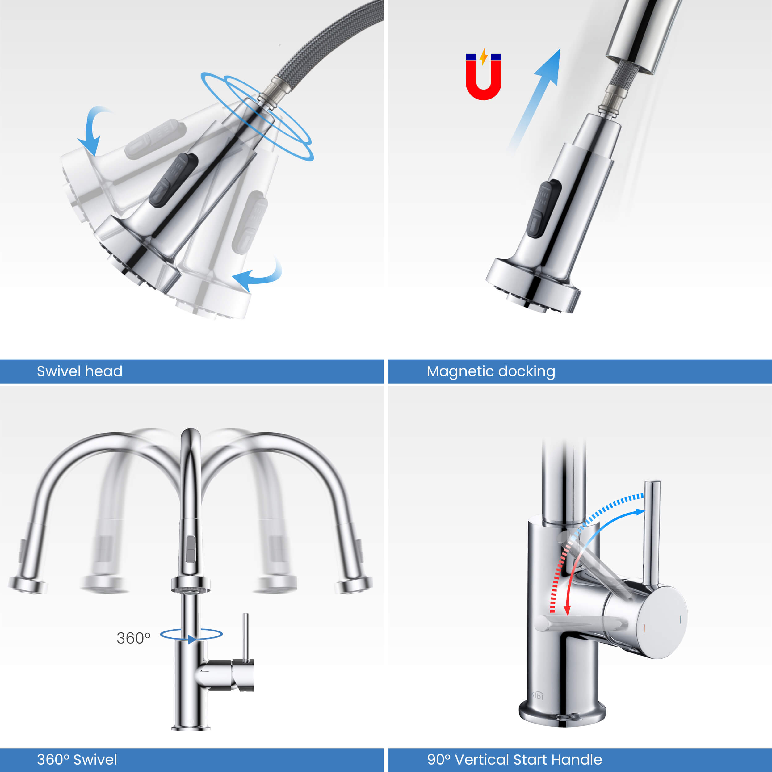 Casa Single Handle Pull Down Kitchen Sink Faucet - KKF2002