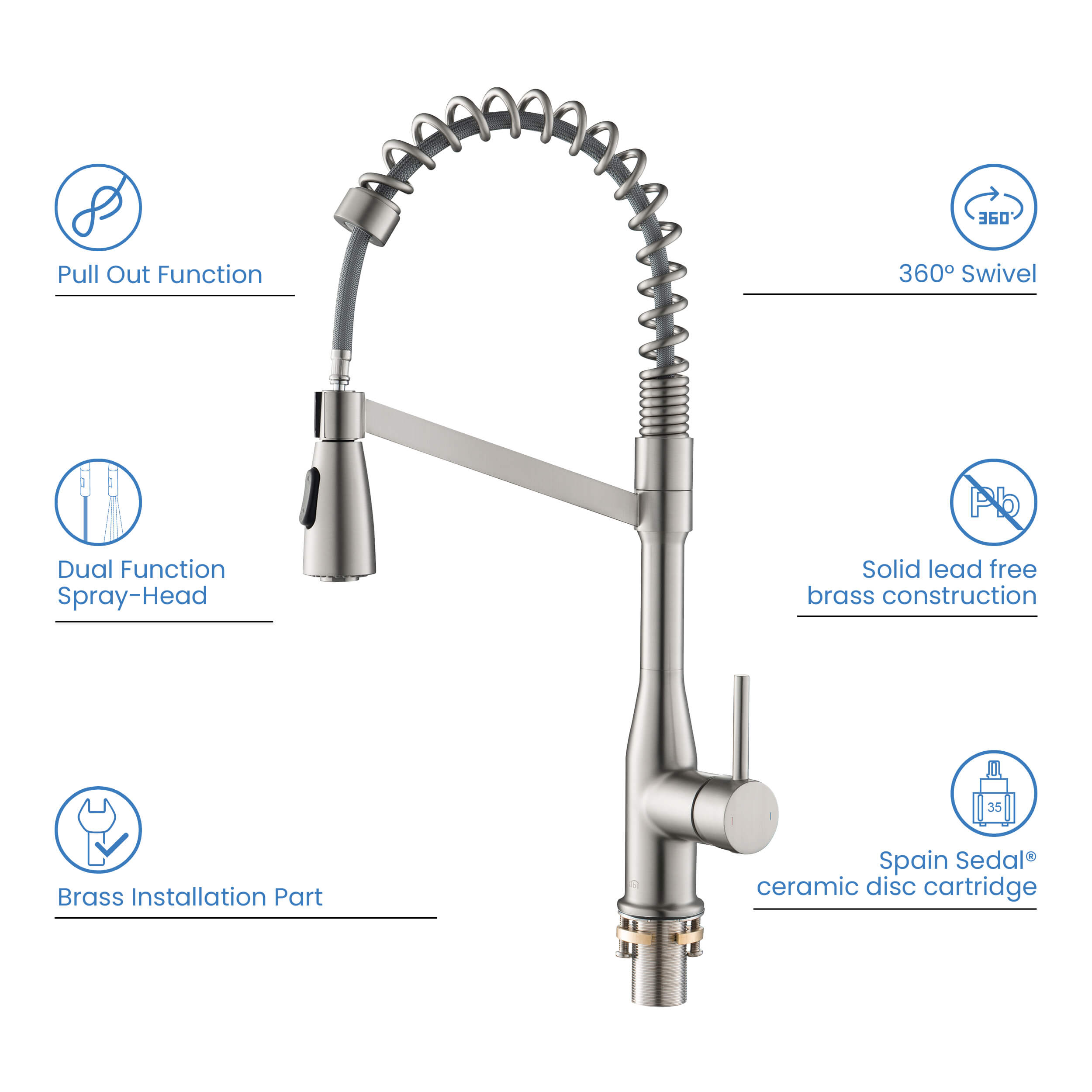 Largo Single Handle Commercial Style Kitchen Sink Faucet - KKF2006