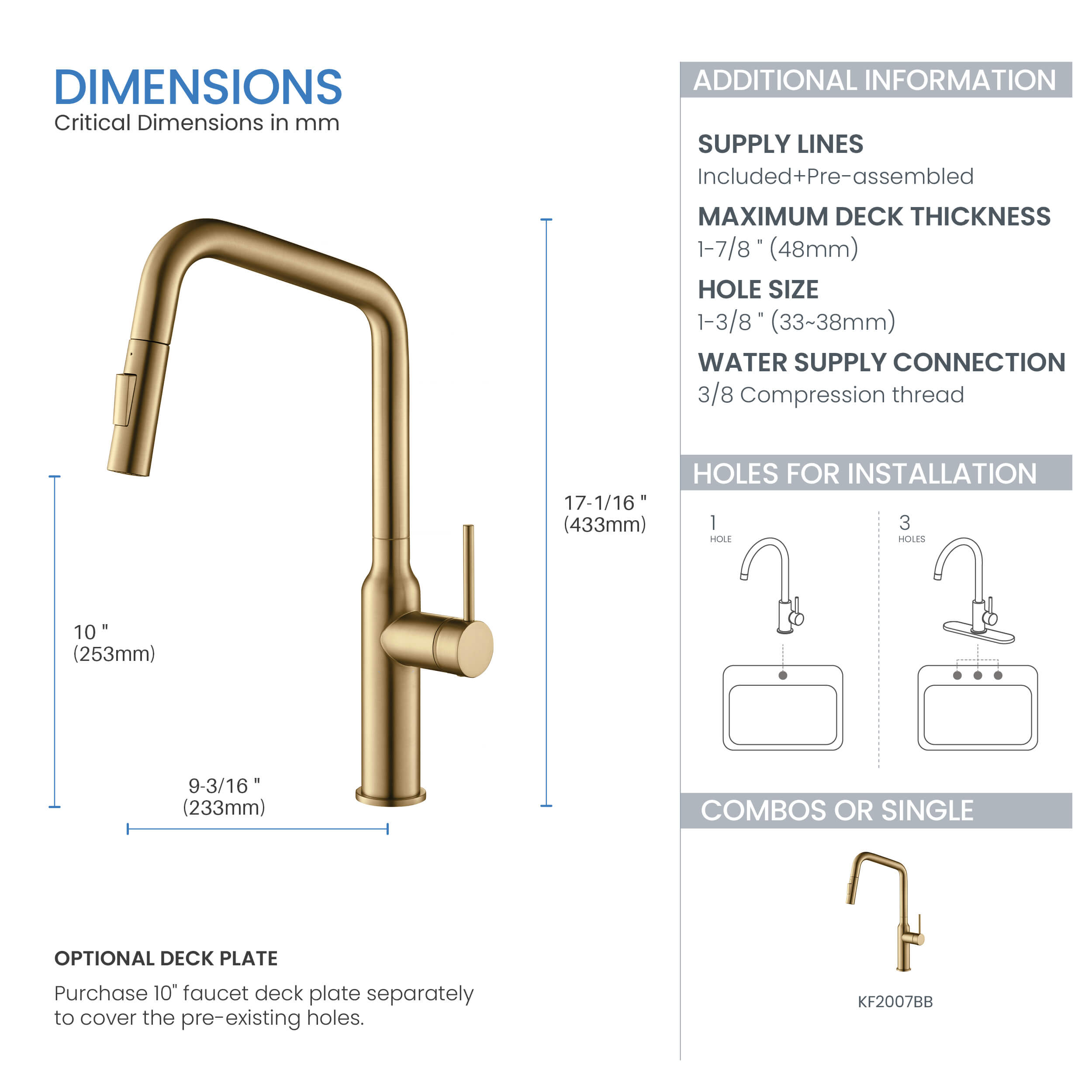 Macon Single Handle Pull Down Kitchen Sink Faucet - KKF2007