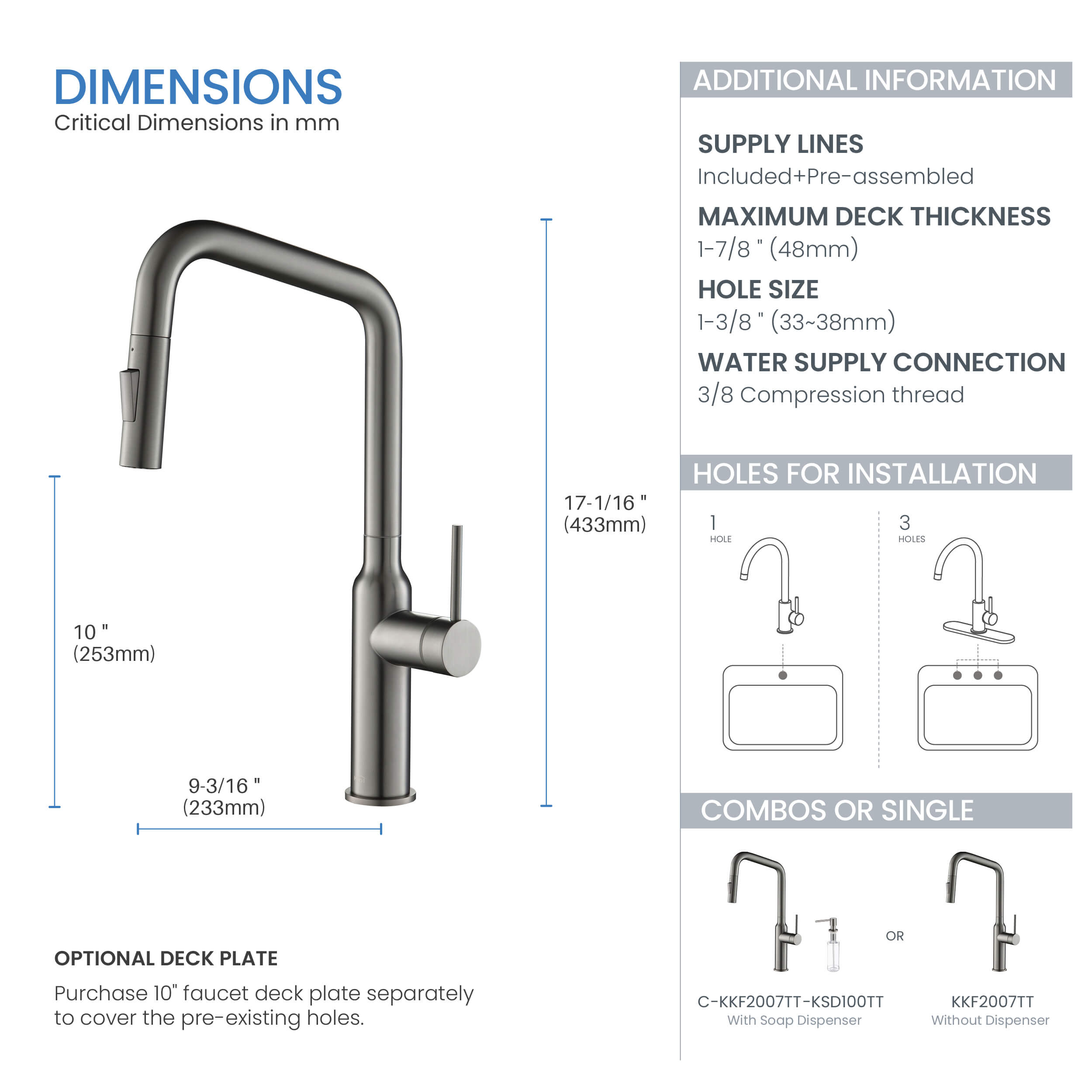 Macon Single Handle Pull Down Kitchen Sink Faucet - KKF2007