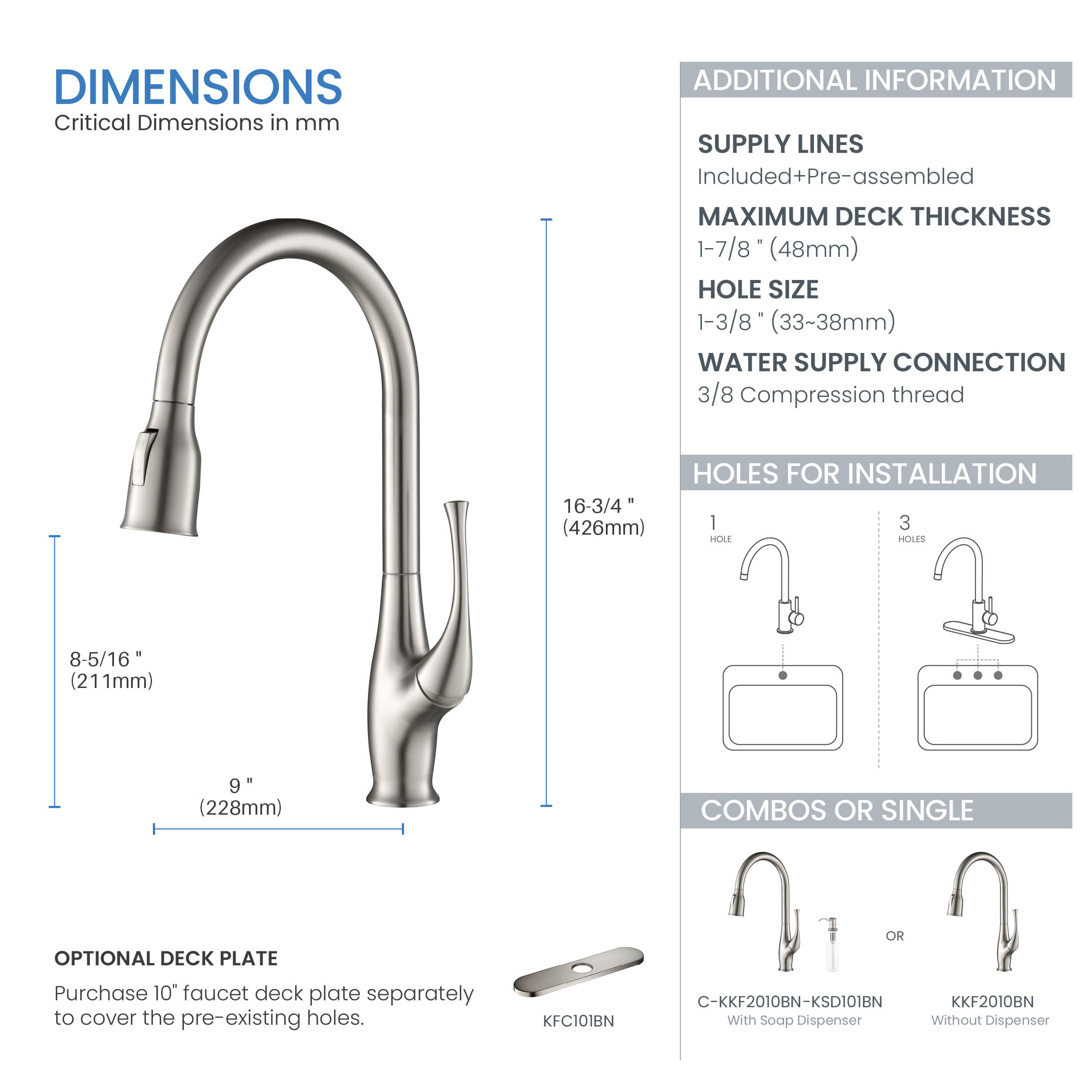Cedar Single Handle Pull Down Kitchen Sink Faucet - KKF2010