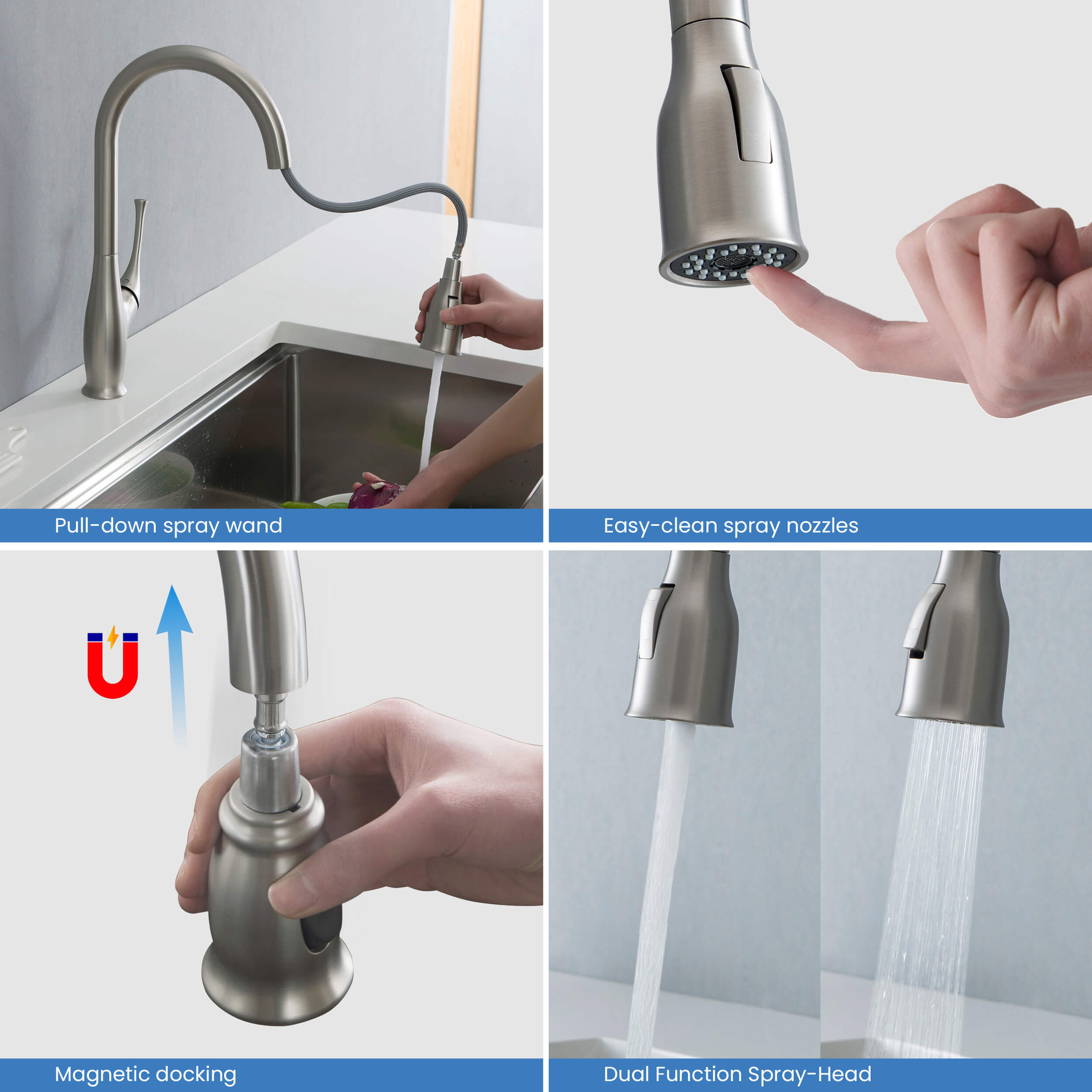 Cedar Single Handle Pull Down Kitchen Sink Faucet - KKF2010