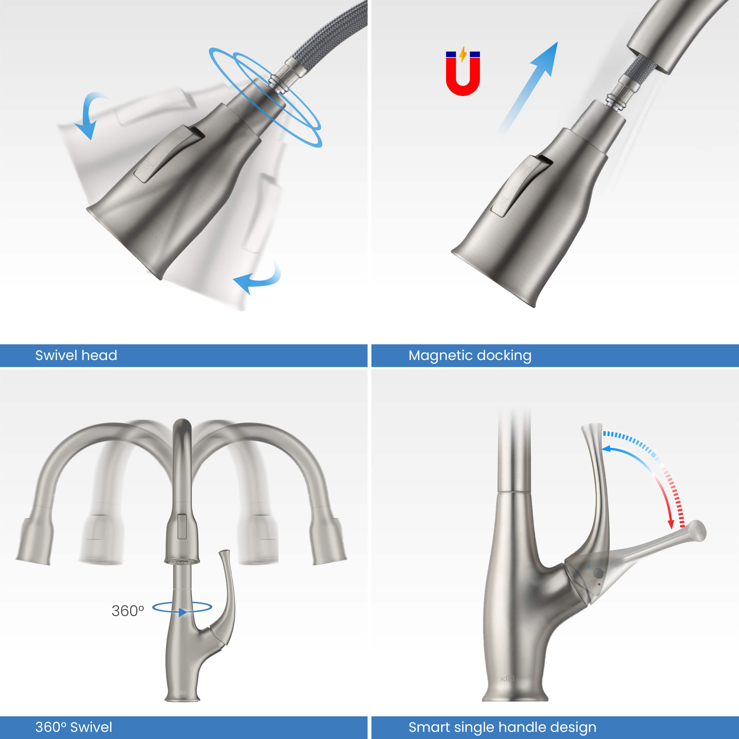 Cedar Single Handle Pull Down Kitchen Sink Faucet - KKF2010