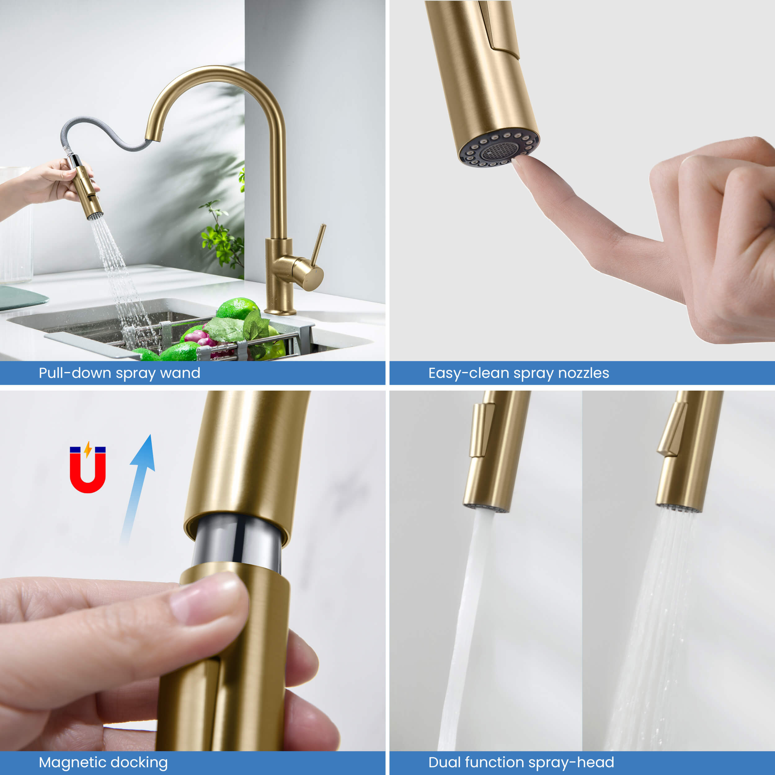 Circular Single Handle Pull Down Kitchen Faucet - KKF2013