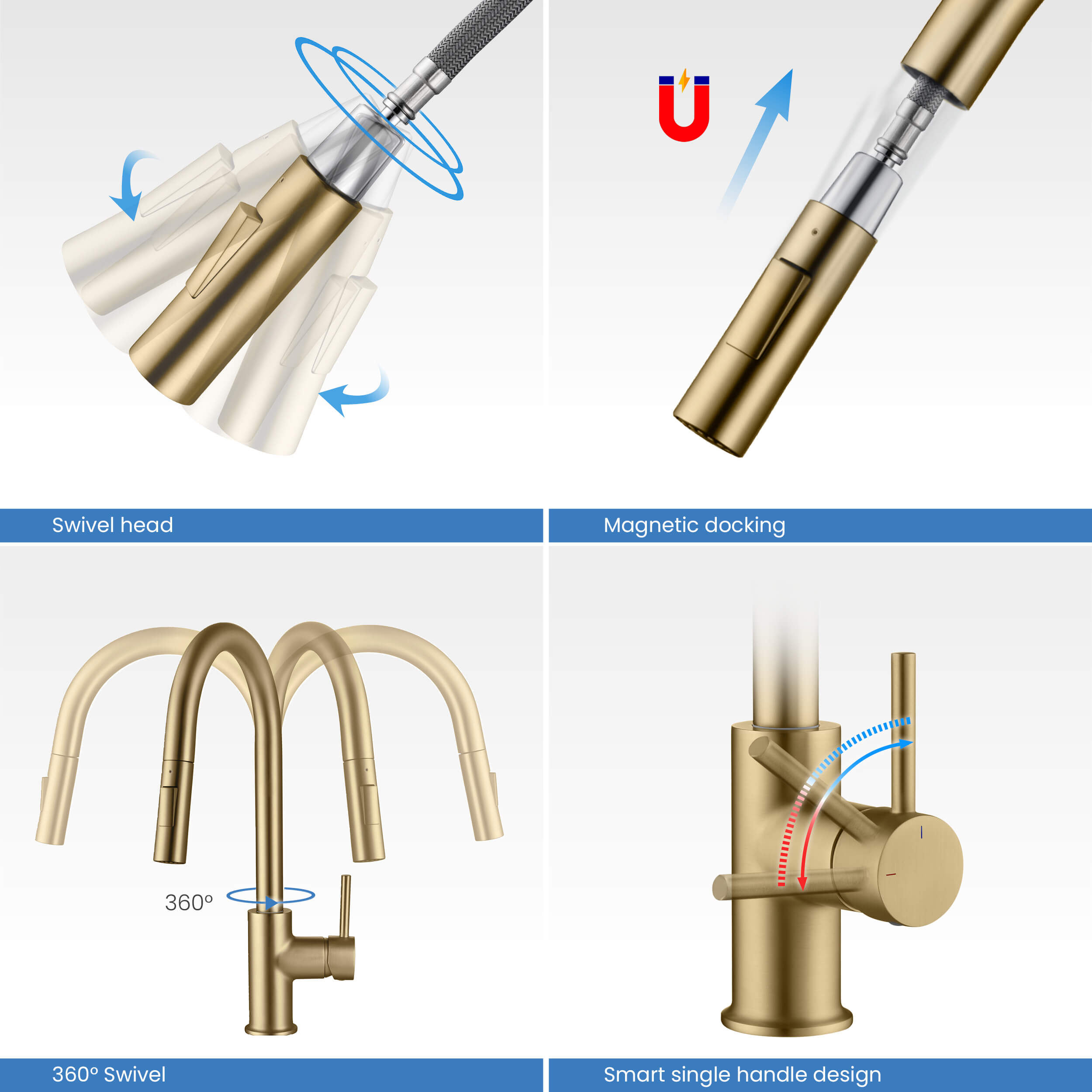Circular Single Handle Pull Down Kitchen Faucet - KKF2013