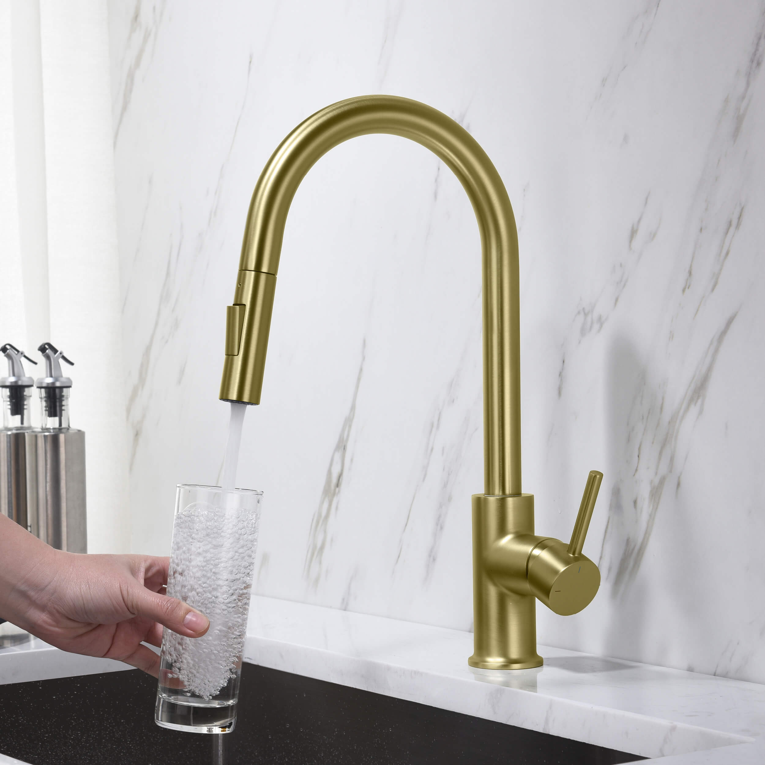 Circular Single Handle Pull Down Kitchen Faucet - KKF2013