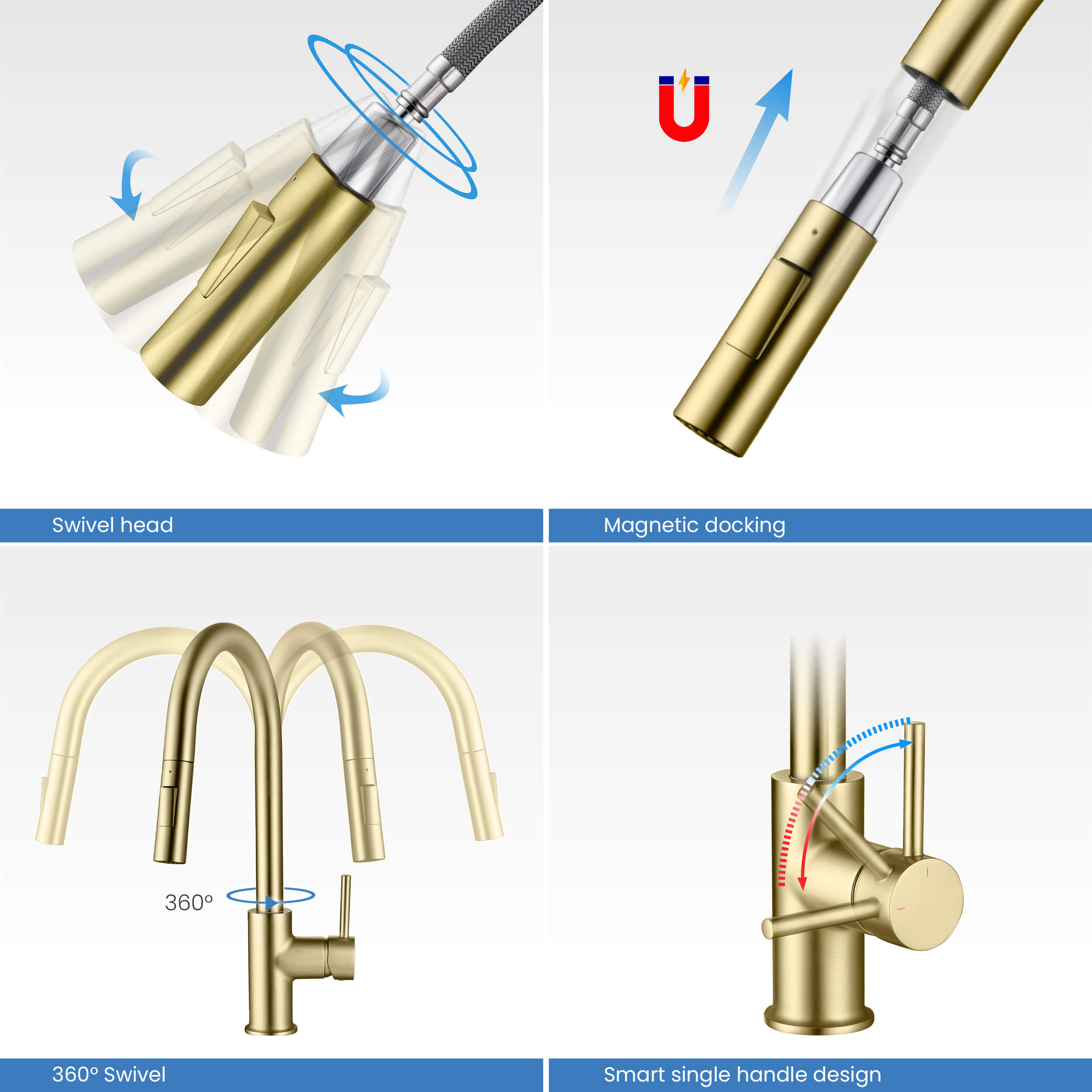 Circular Single Handle Pull Down Kitchen Faucet - KKF2013