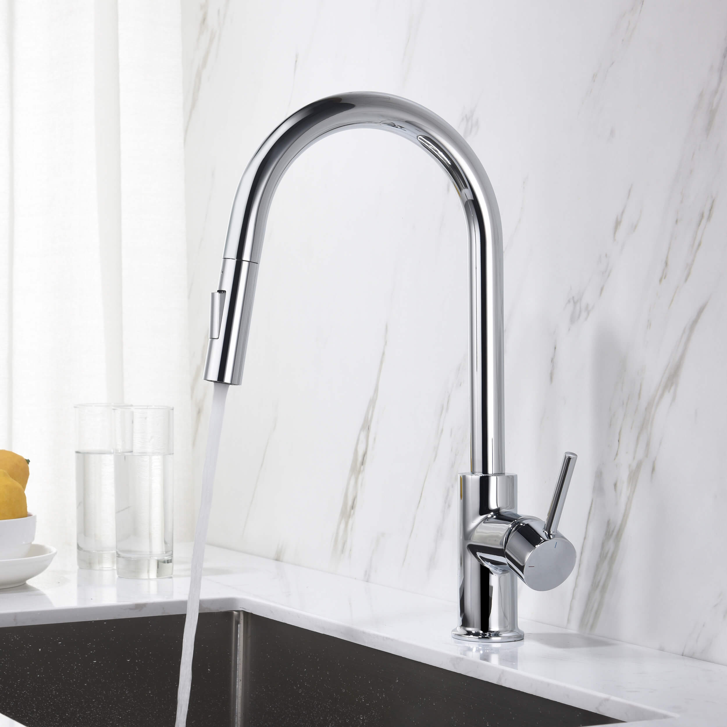 Circular Single Handle Pull Down Kitchen Faucet - KKF2013
