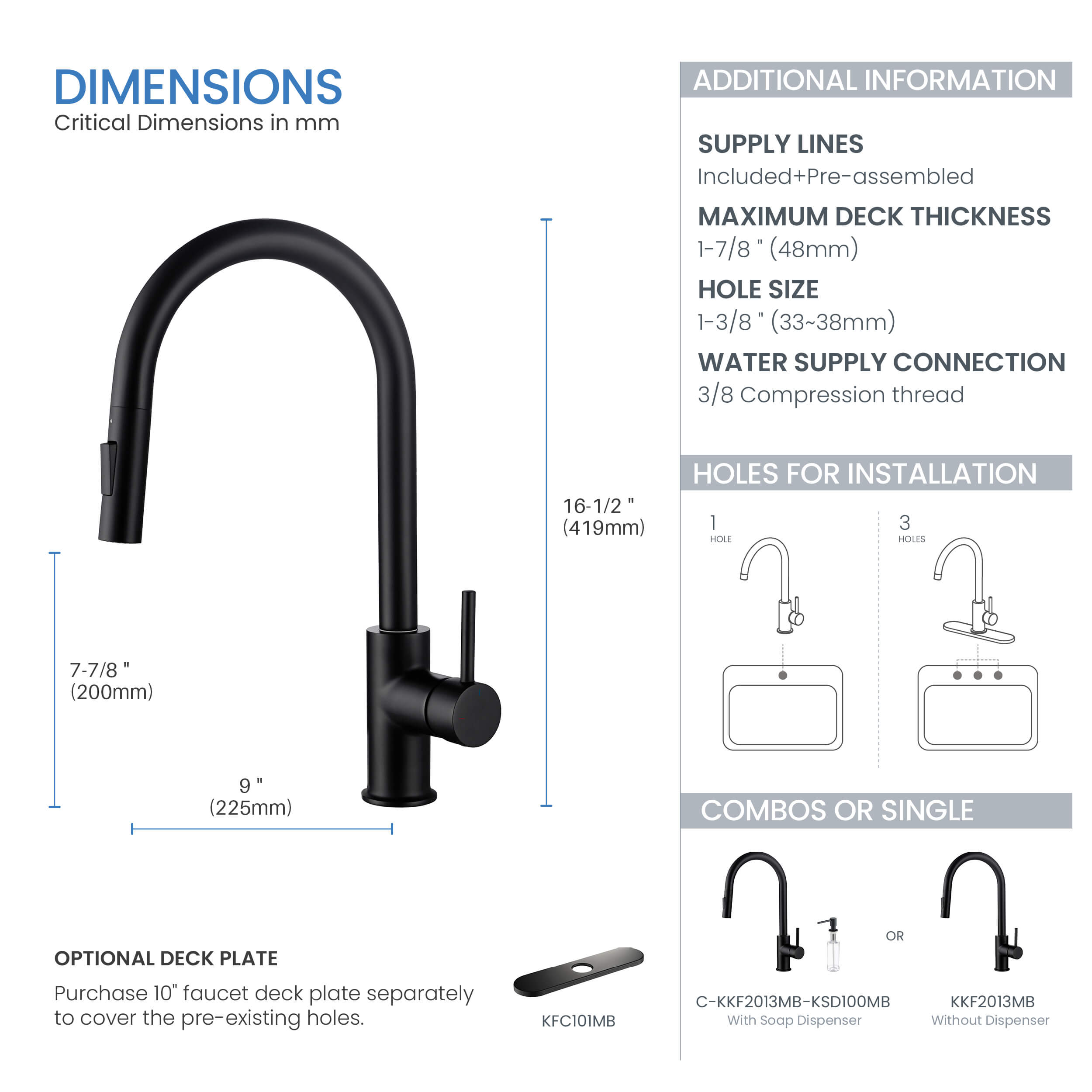 Circular Single Handle Pull Down Kitchen Faucet - KKF2013