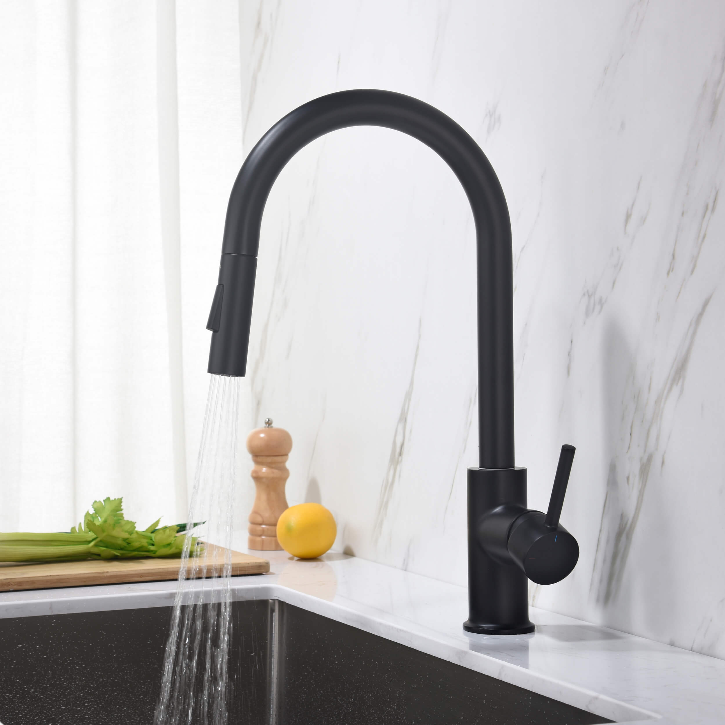 Circular Single Handle Pull Down Kitchen Faucet - KKF2013