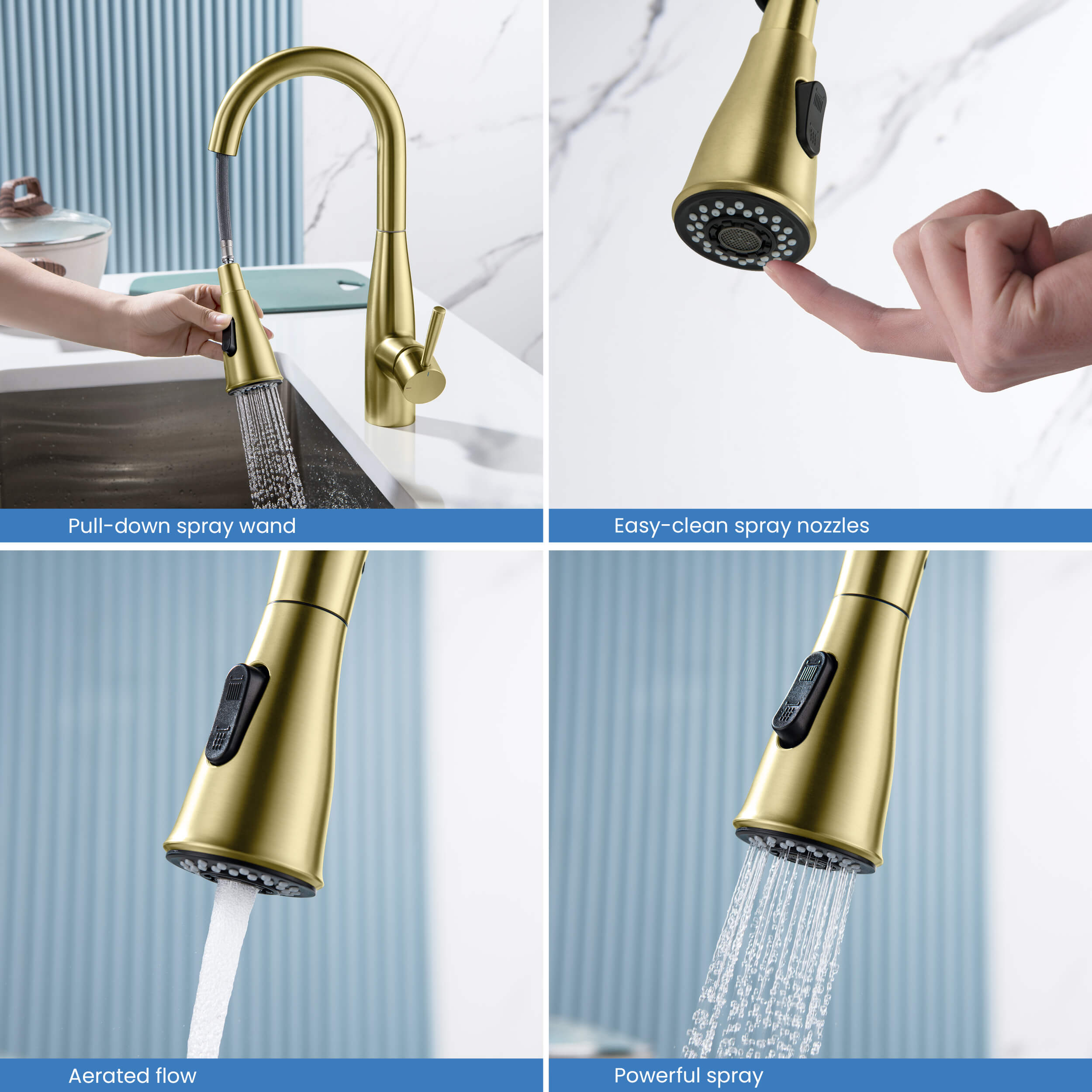 Bari Single Handle Pull Down Kitchen & Bar Sink Faucet - KKF2015