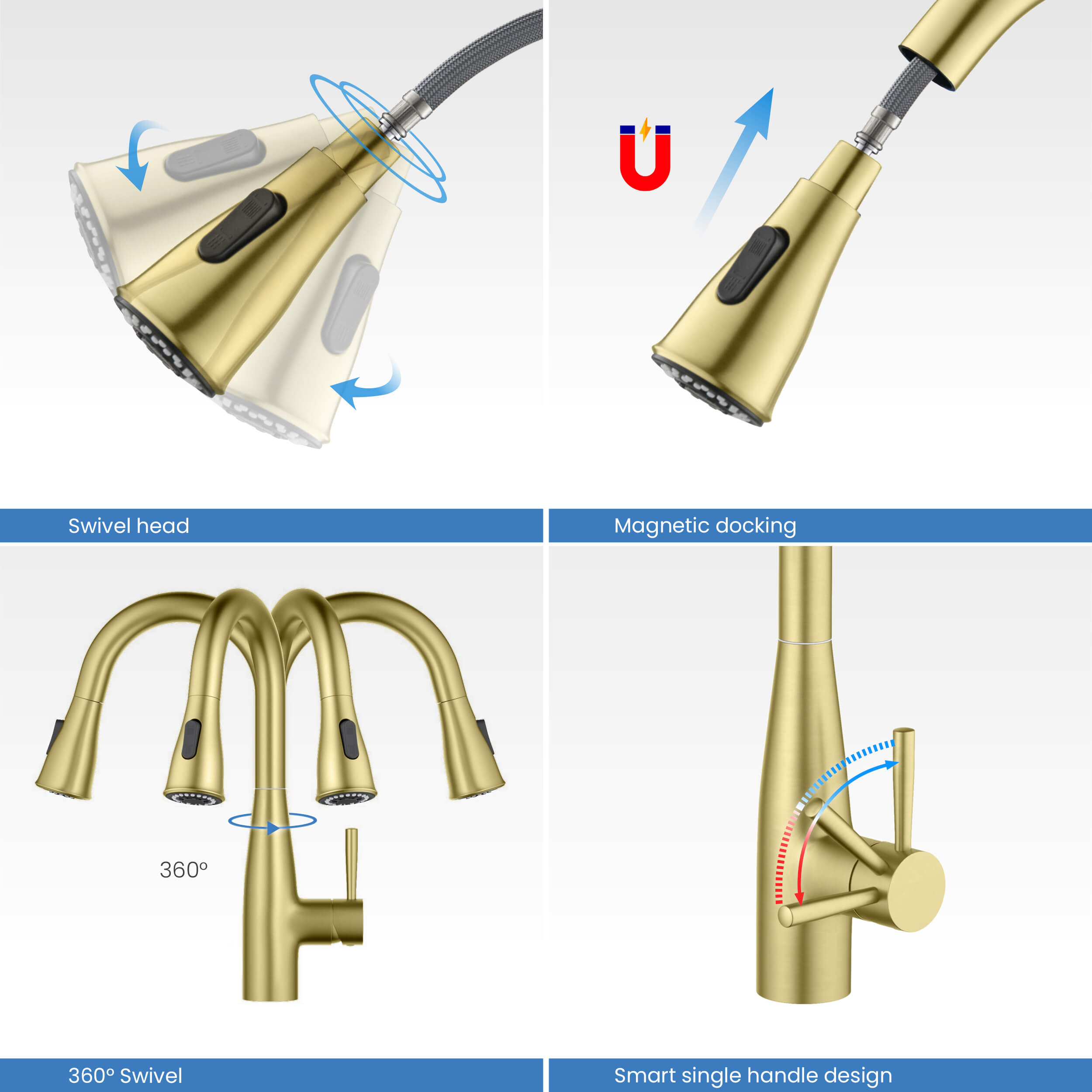Bari Single Handle Pull Down Kitchen & Bar Sink Faucet - KKF2015
