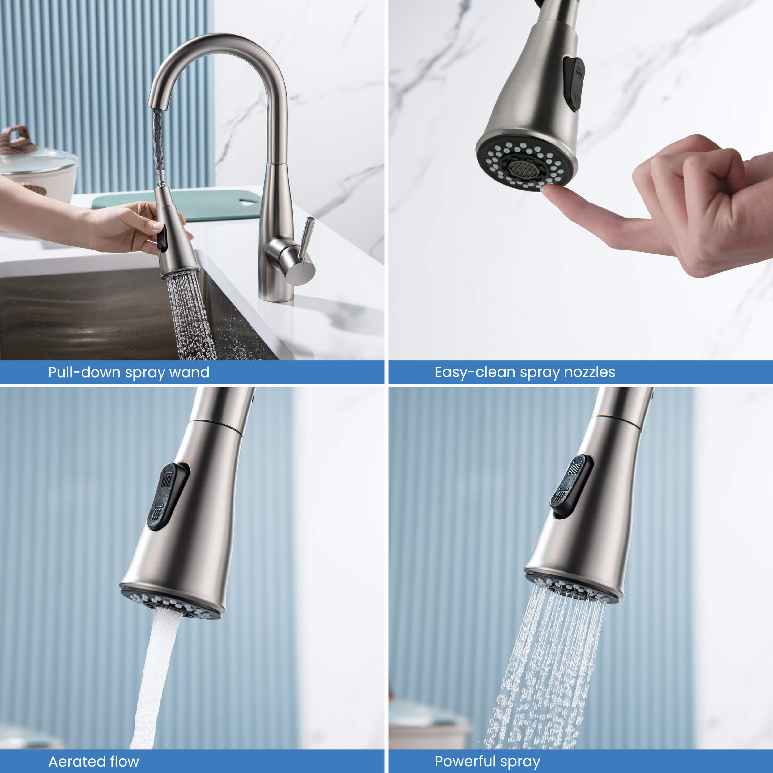 Bari Single Handle Pull Down Kitchen & Bar Sink Faucet - KKF2015