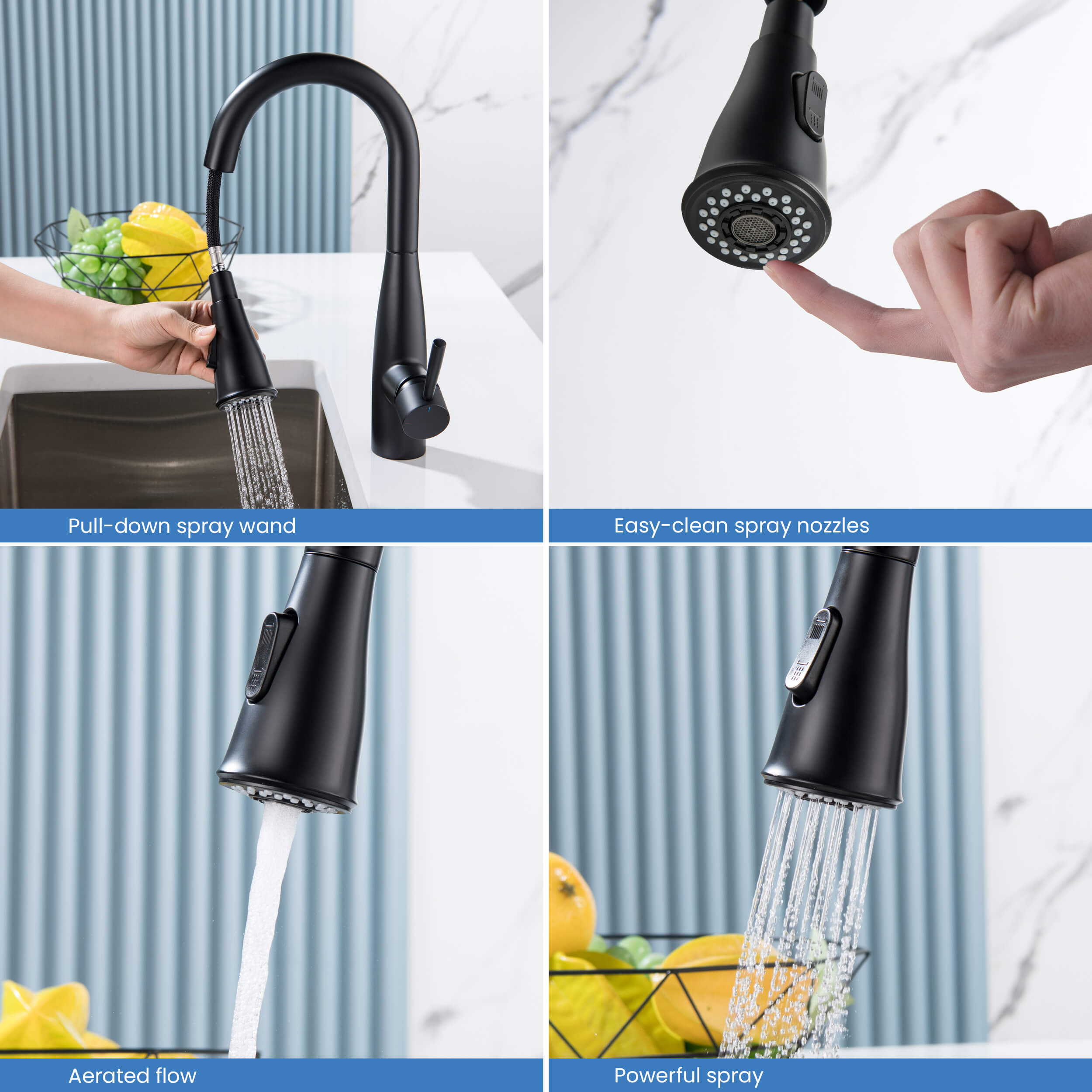 Bari Single Handle Pull Down Kitchen & Bar Sink Faucet - KKF2015