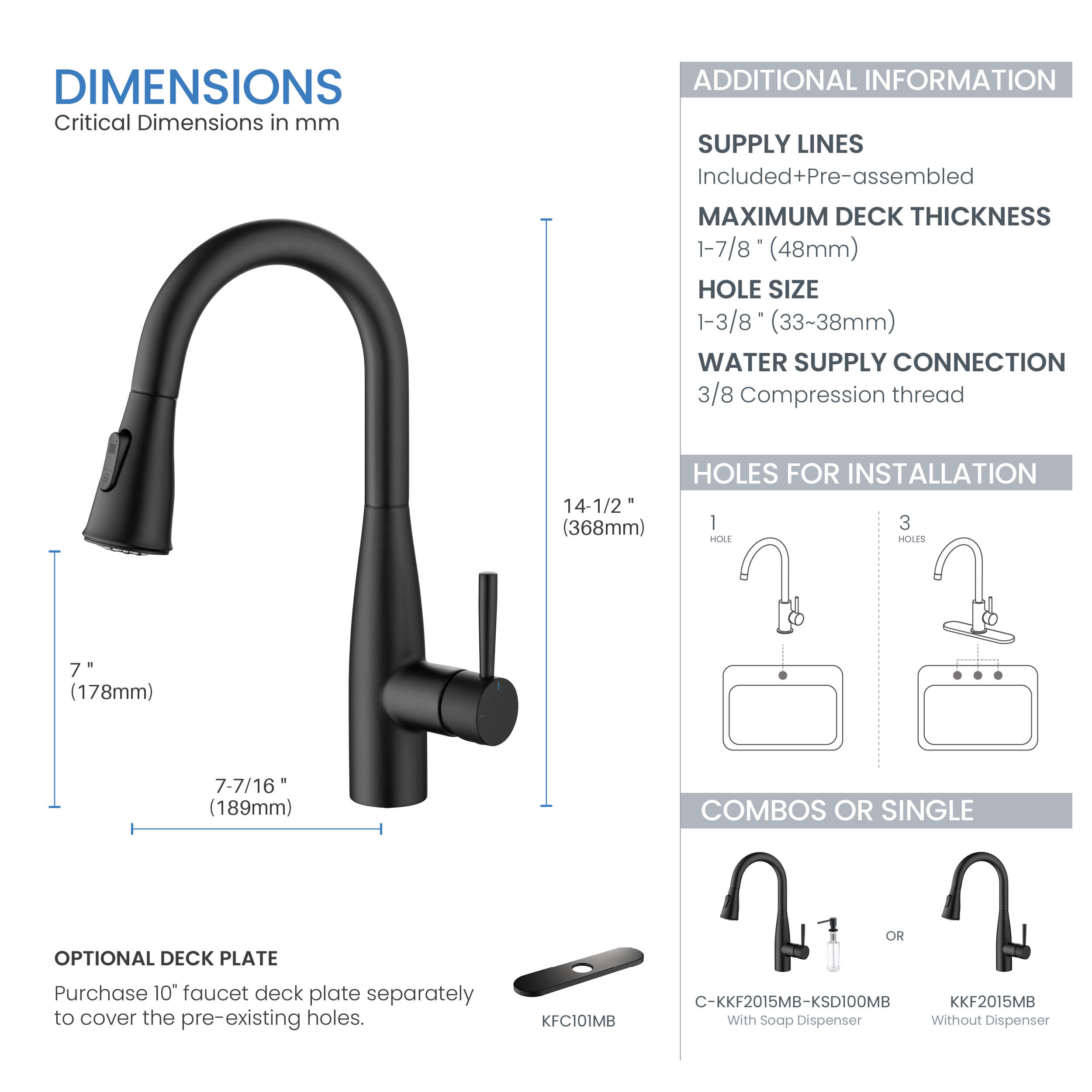 Bari Single Handle Pull Down Kitchen & Bar Sink Faucet - KKF2015