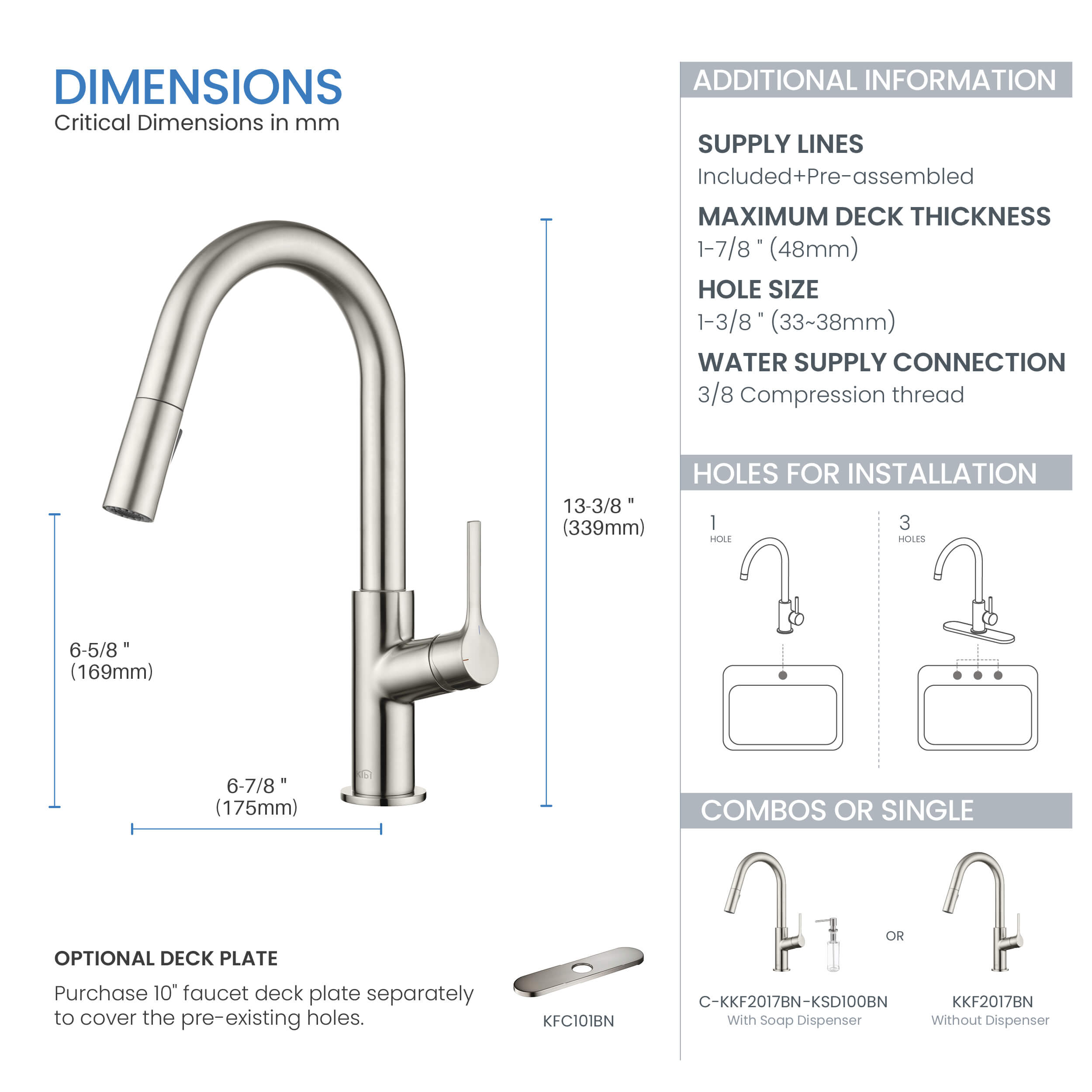 Fusion Single Handle Pull Down Kitchen & Bar Sink Faucet - KKF2017