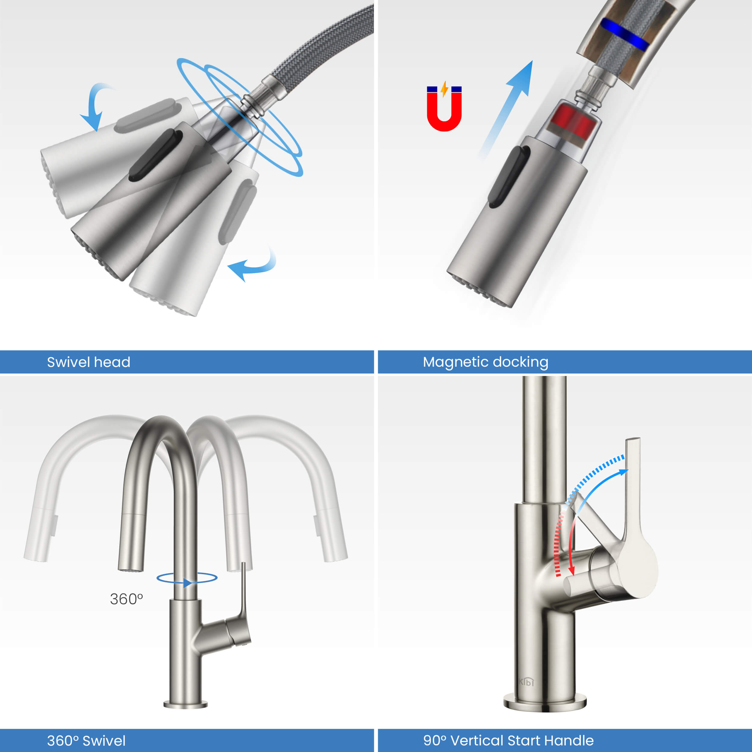 Fusion Single Handle Pull Down Kitchen & Bar Sink Faucet - KKF2017