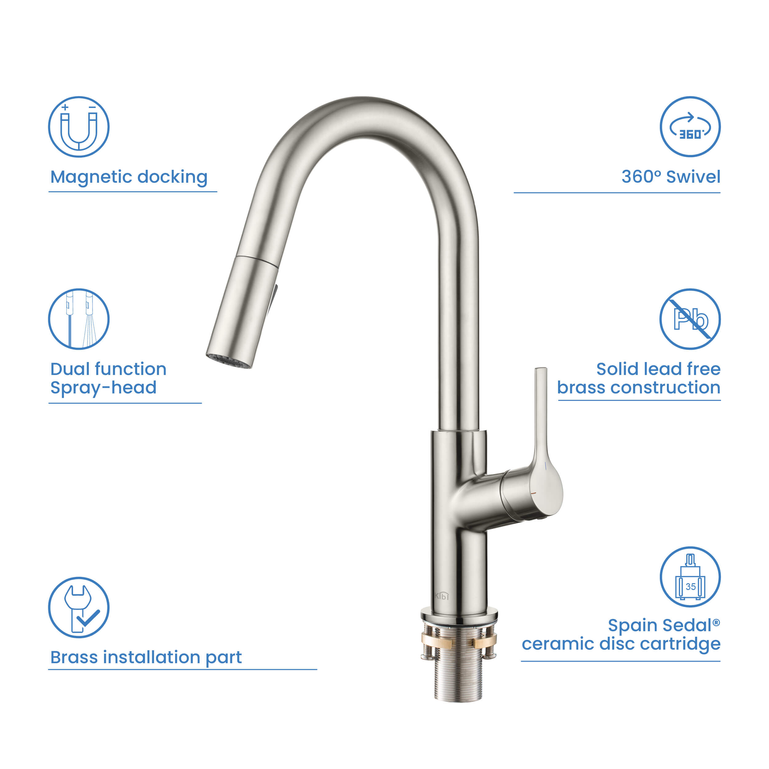 Fusion Single Handle Pull Down Kitchen & Bar Sink Faucet - KKF2017