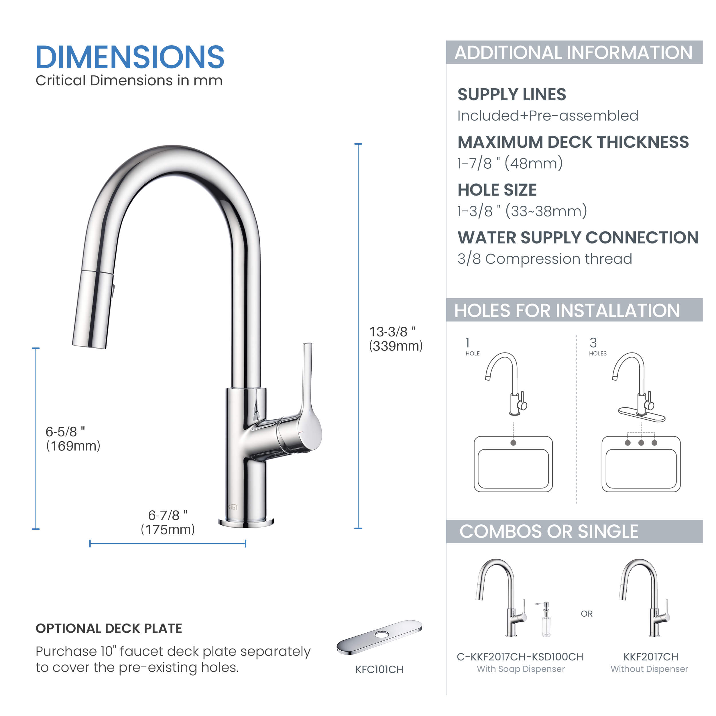 Fusion Single Handle Pull Down Kitchen & Bar Sink Faucet - KKF2017