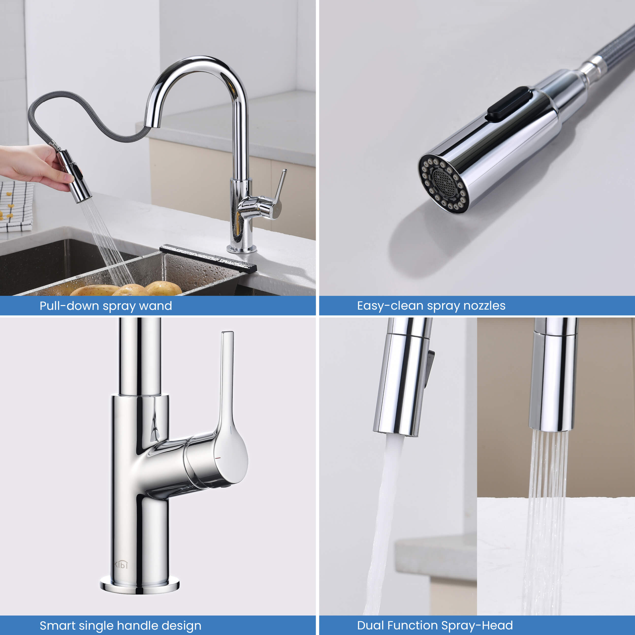 Fusion Single Handle Pull Down Kitchen & Bar Sink Faucet - KKF2017