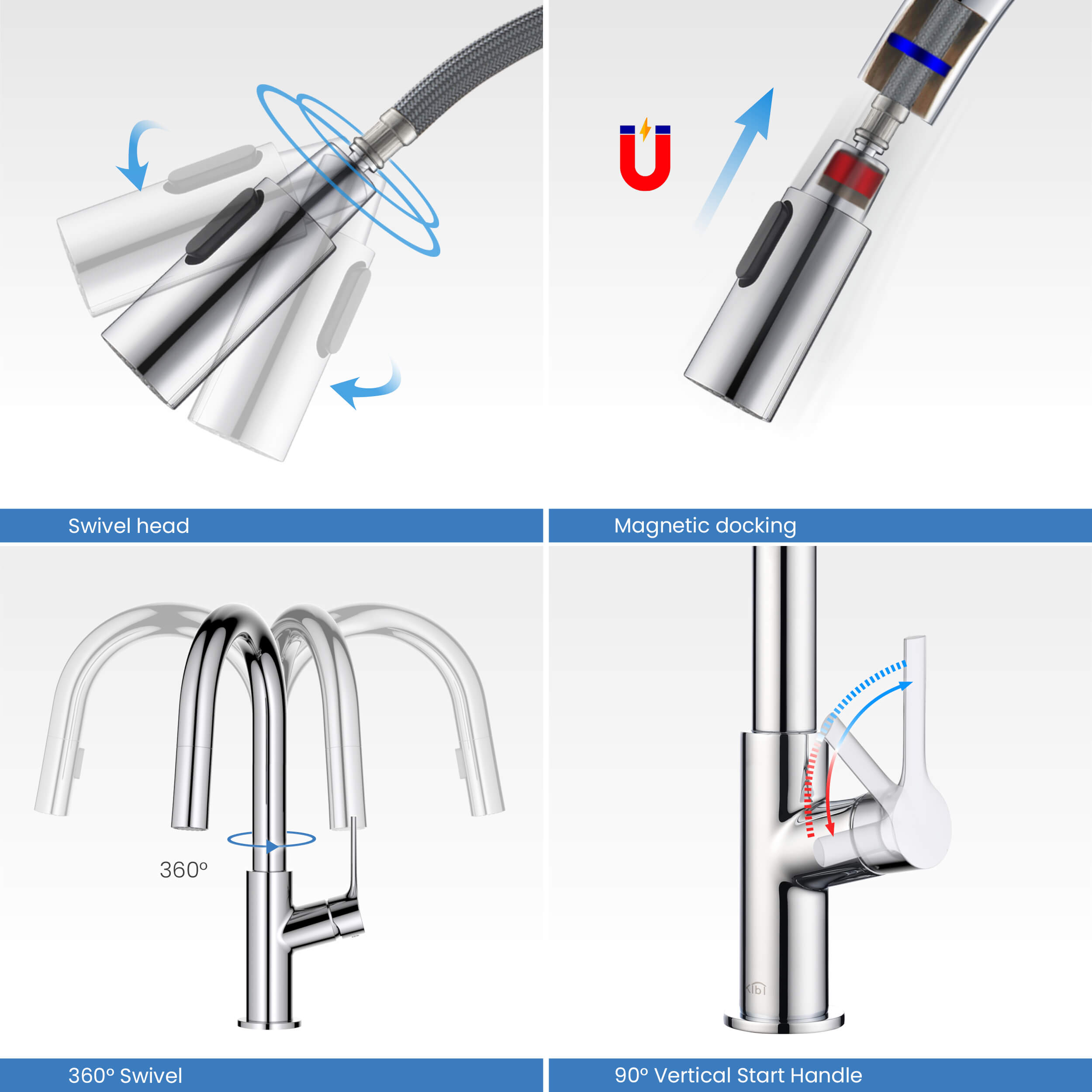 Fusion Single Handle Pull Down Kitchen & Bar Sink Faucet - KKF2017