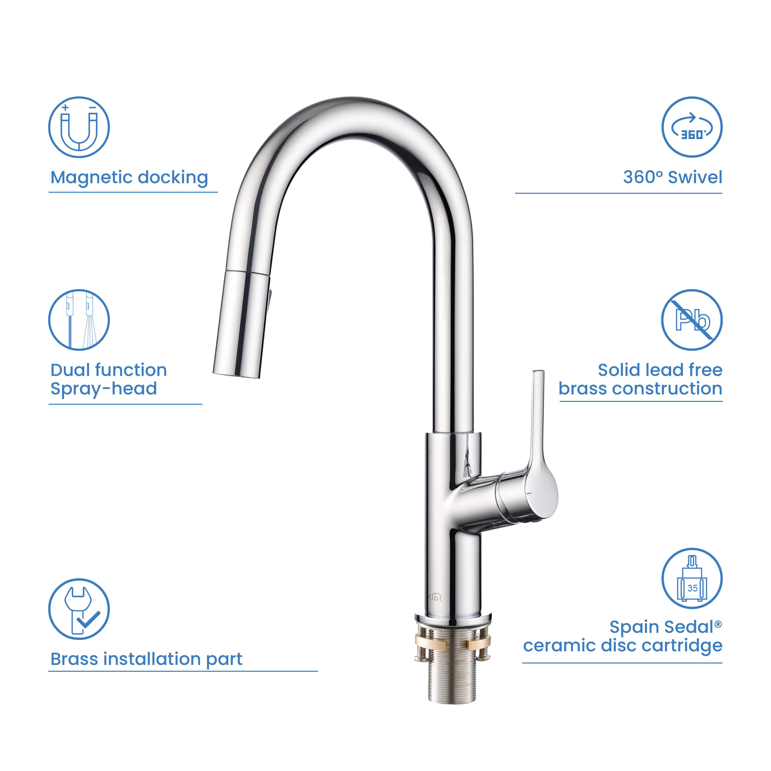 Fusion Single Handle Pull Down Kitchen & Bar Sink Faucet - KKF2017