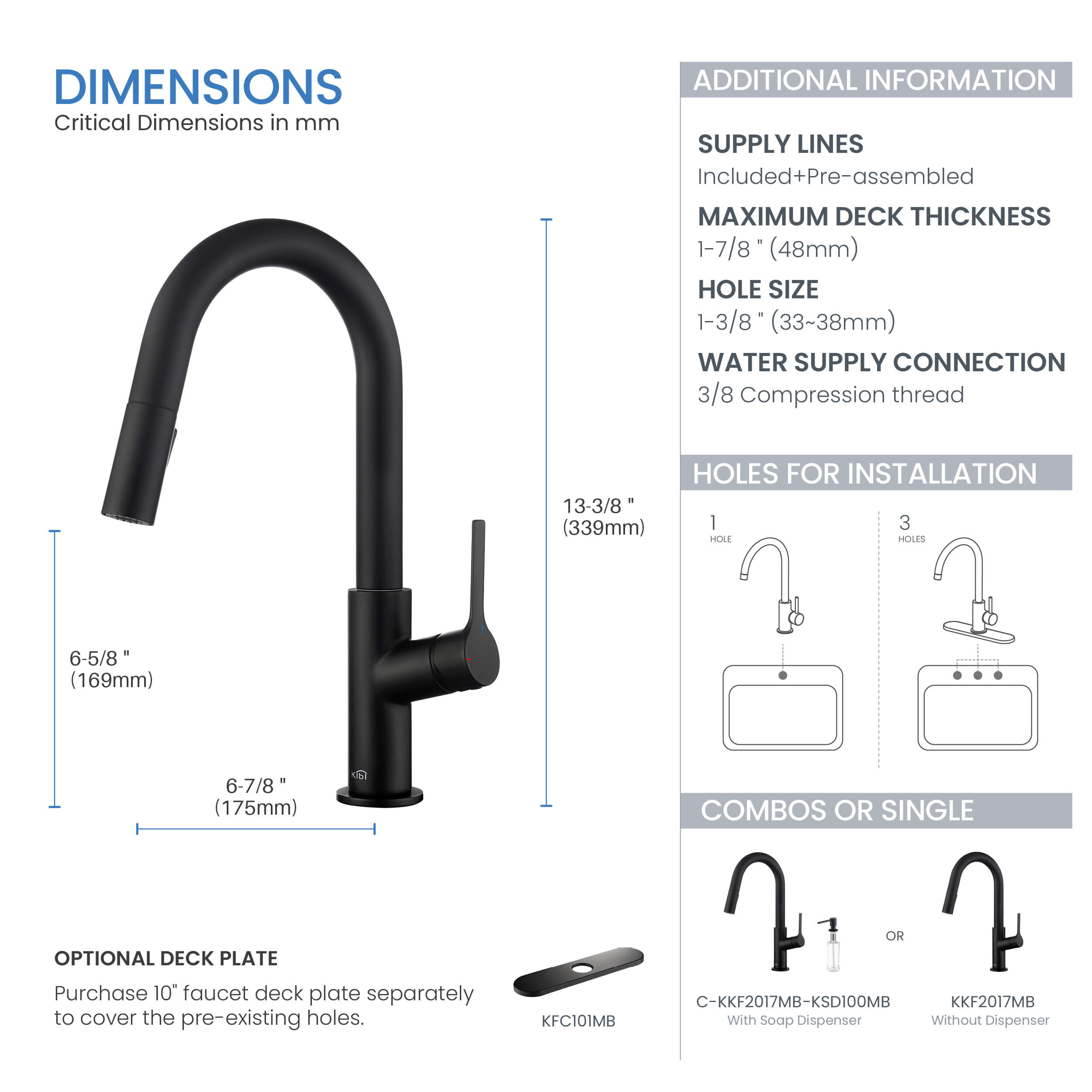 Fusion Single Handle Pull Down Kitchen & Bar Sink Faucet - KKF2017