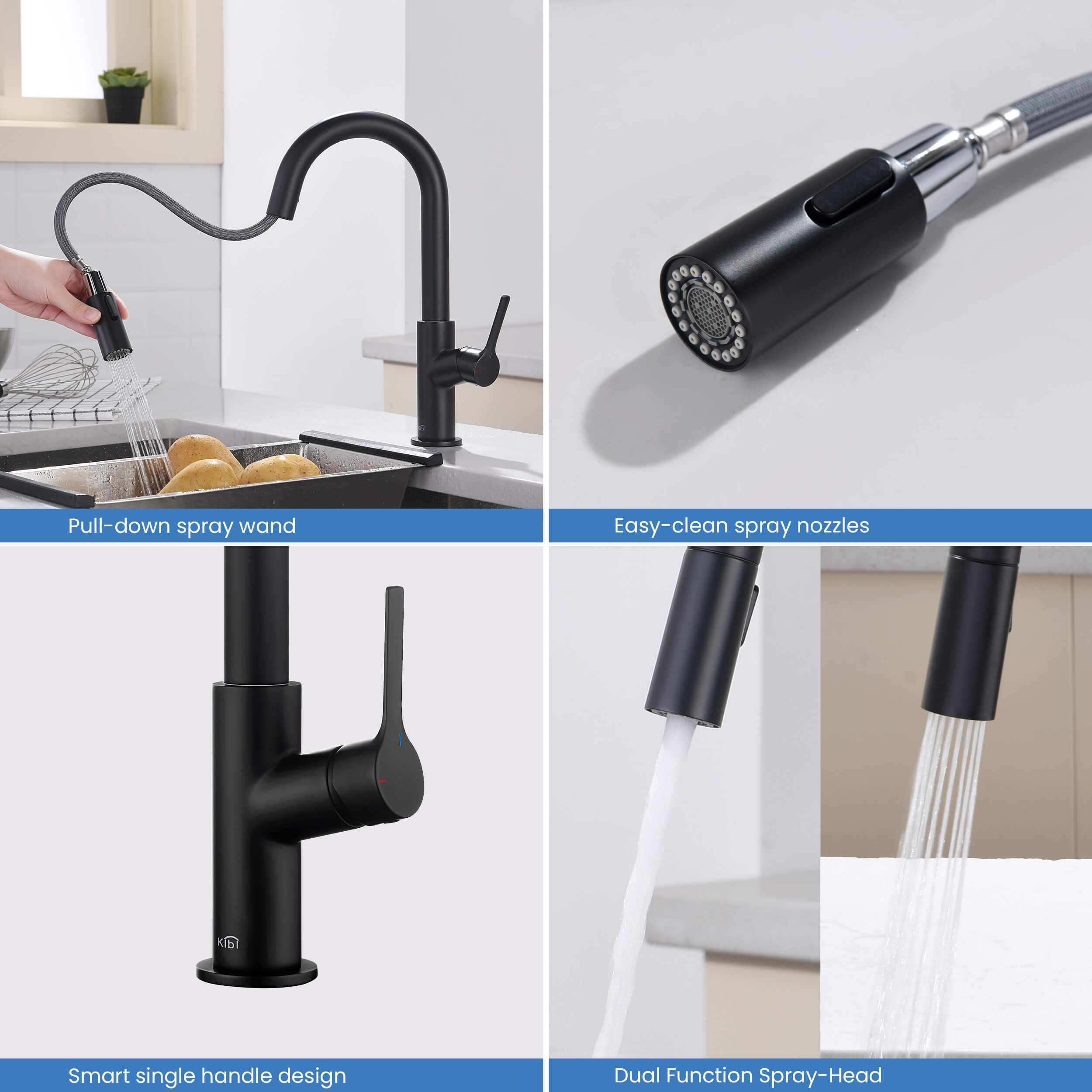 Fusion Single Handle Pull Down Kitchen & Bar Sink Faucet - KKF2017