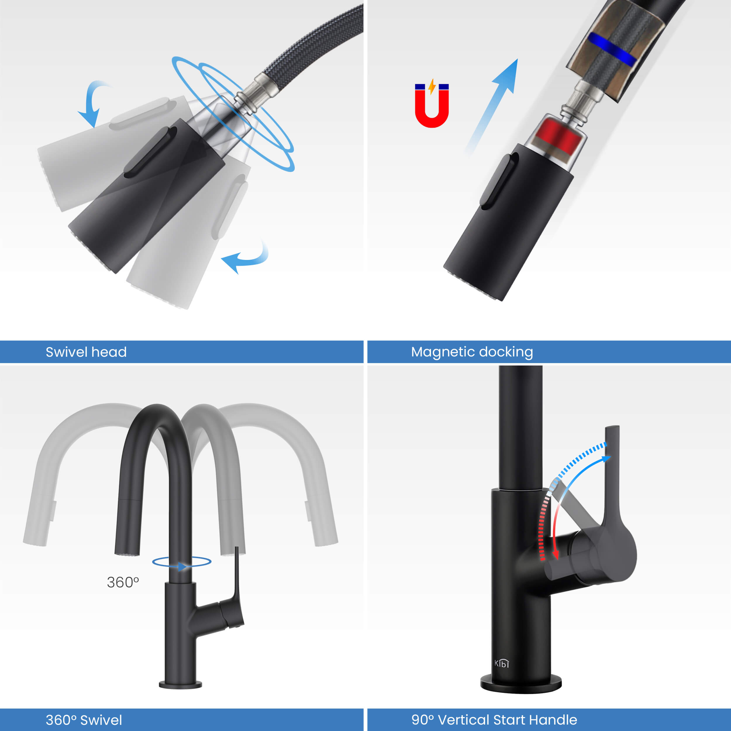 Fusion Single Handle Pull Down Kitchen & Bar Sink Faucet - KKF2017