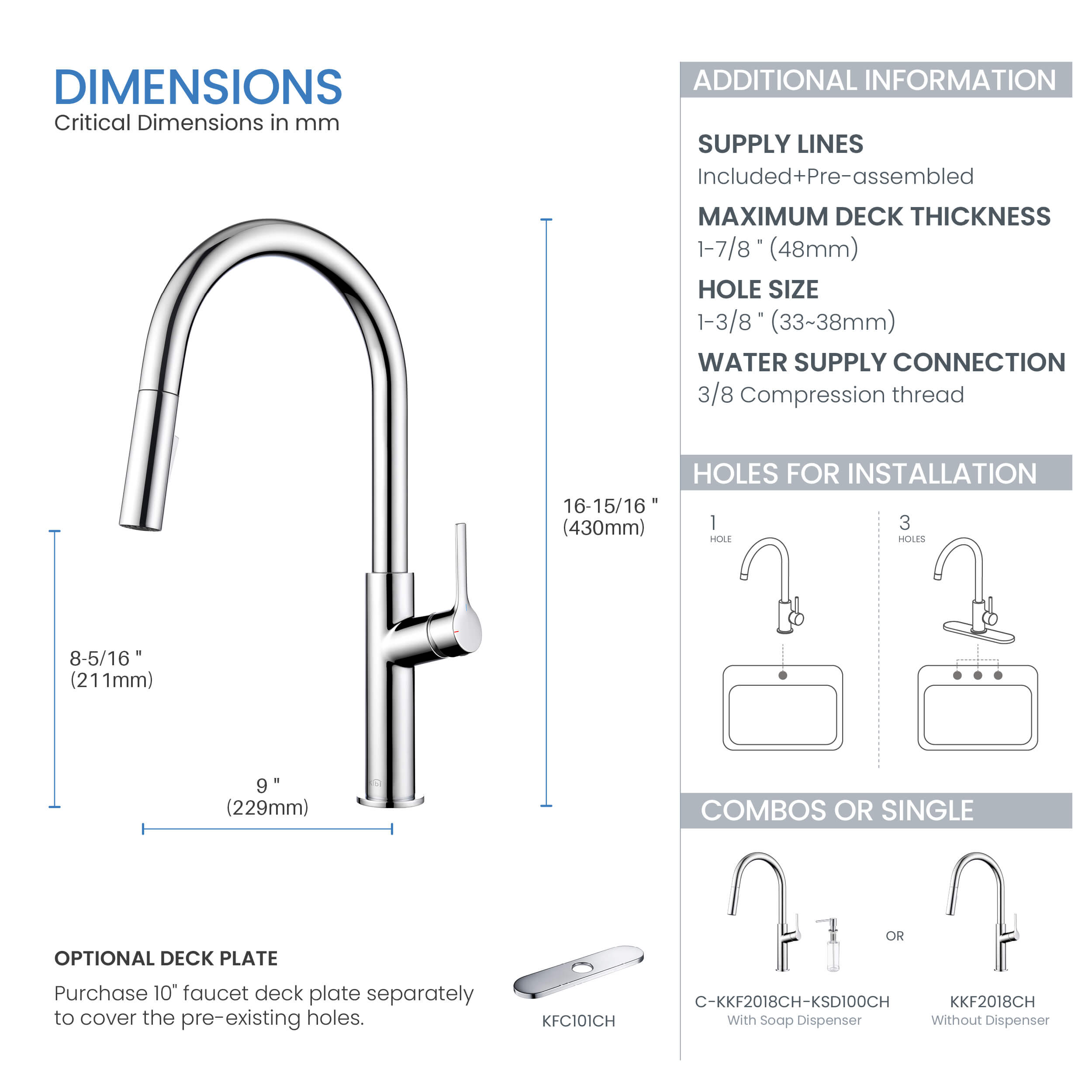 Fusion-T Single Handle Pull Down Kitchen Sink Faucet - KKF2018