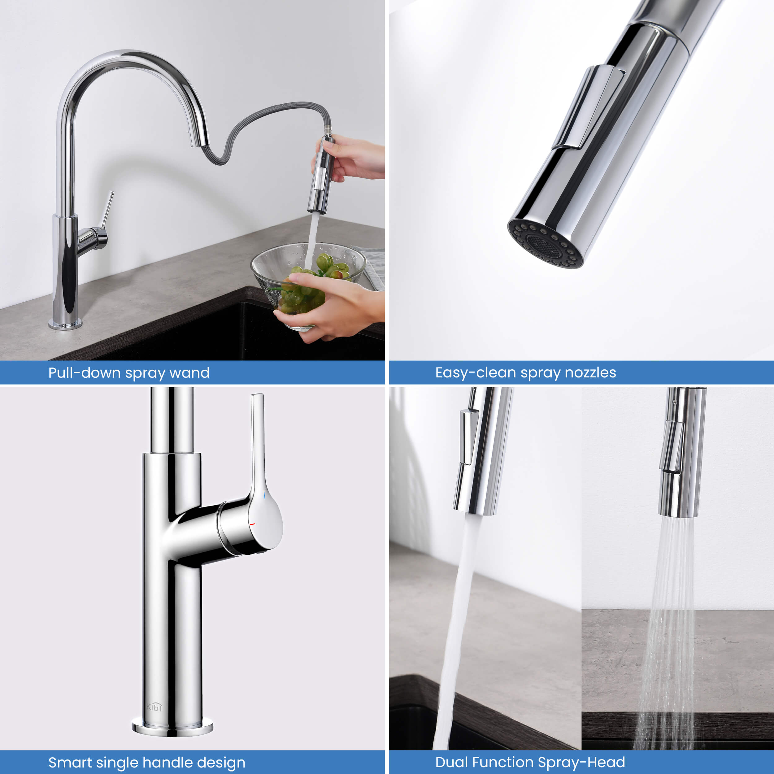 Fusion-T Single Handle Pull Down Kitchen Sink Faucet - KKF2018