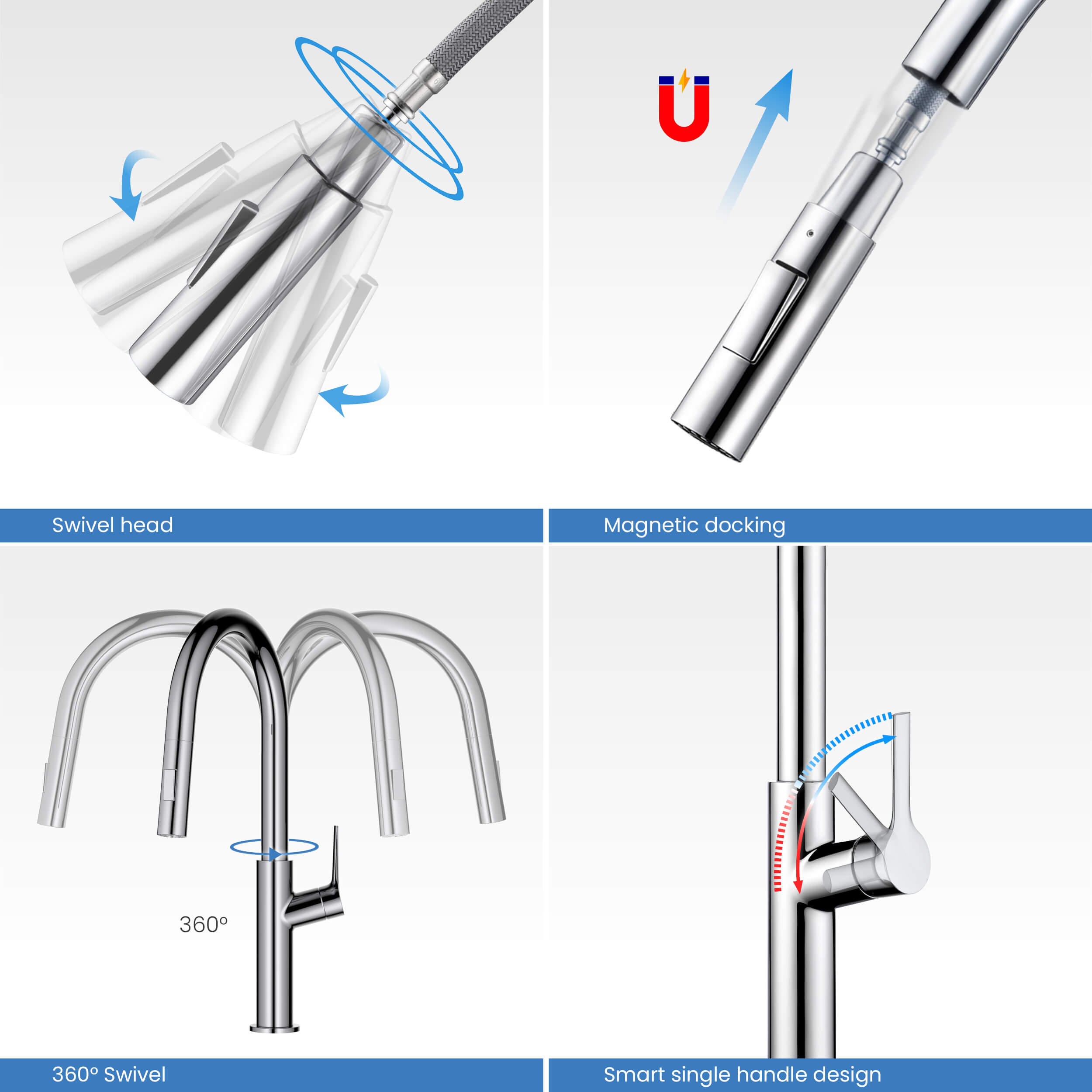 Fusion-T Single Handle Pull Down Kitchen Sink Faucet - KKF2018