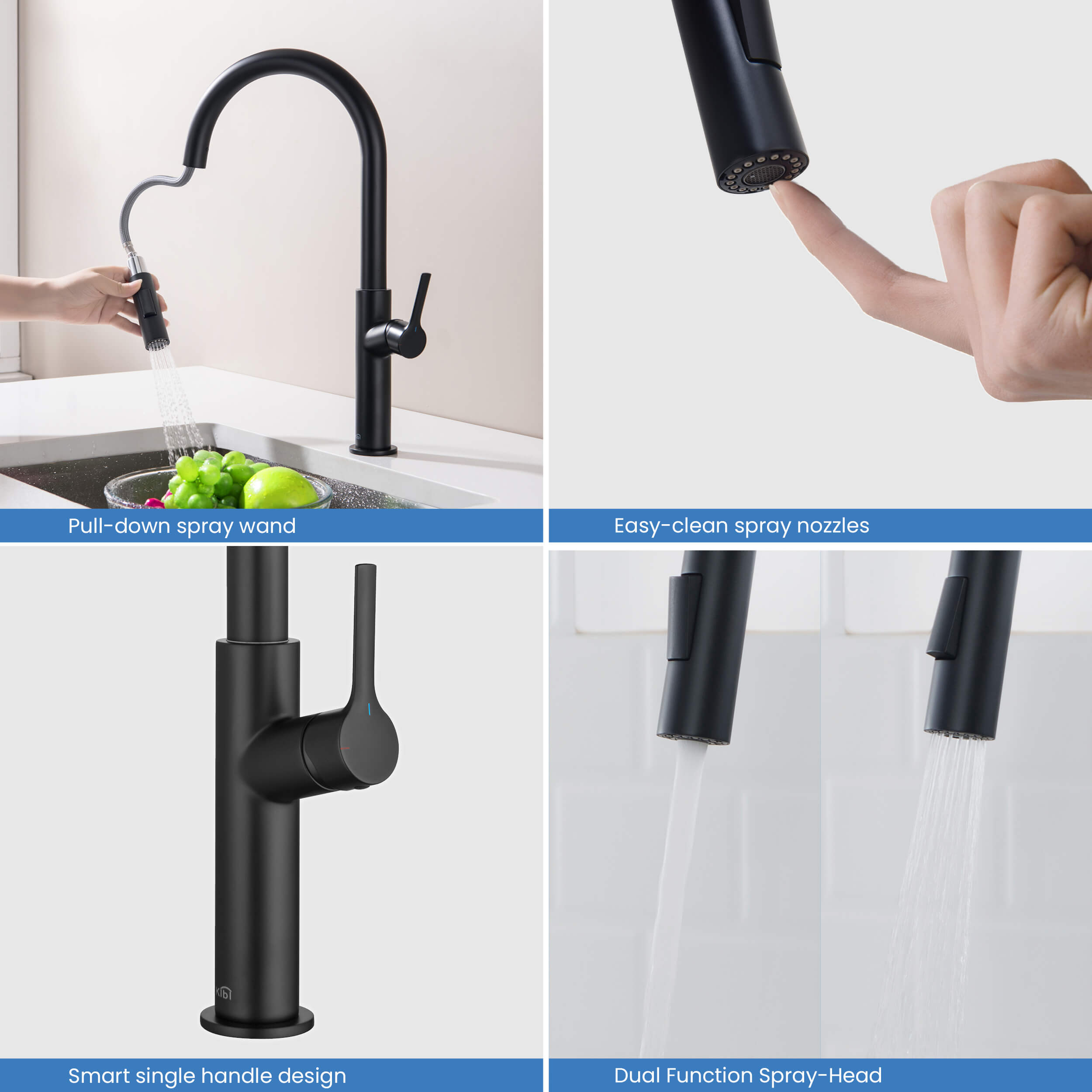 Fusion-T Single Handle Pull Down Kitchen Sink Faucet - KKF2018