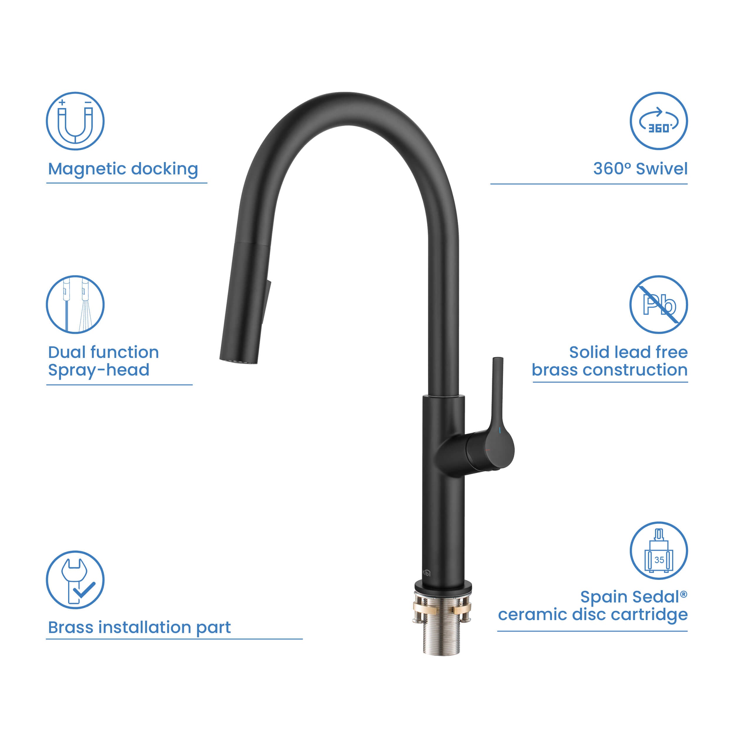 Fusion-T Single Handle Pull Down Kitchen Sink Faucet - KKF2018