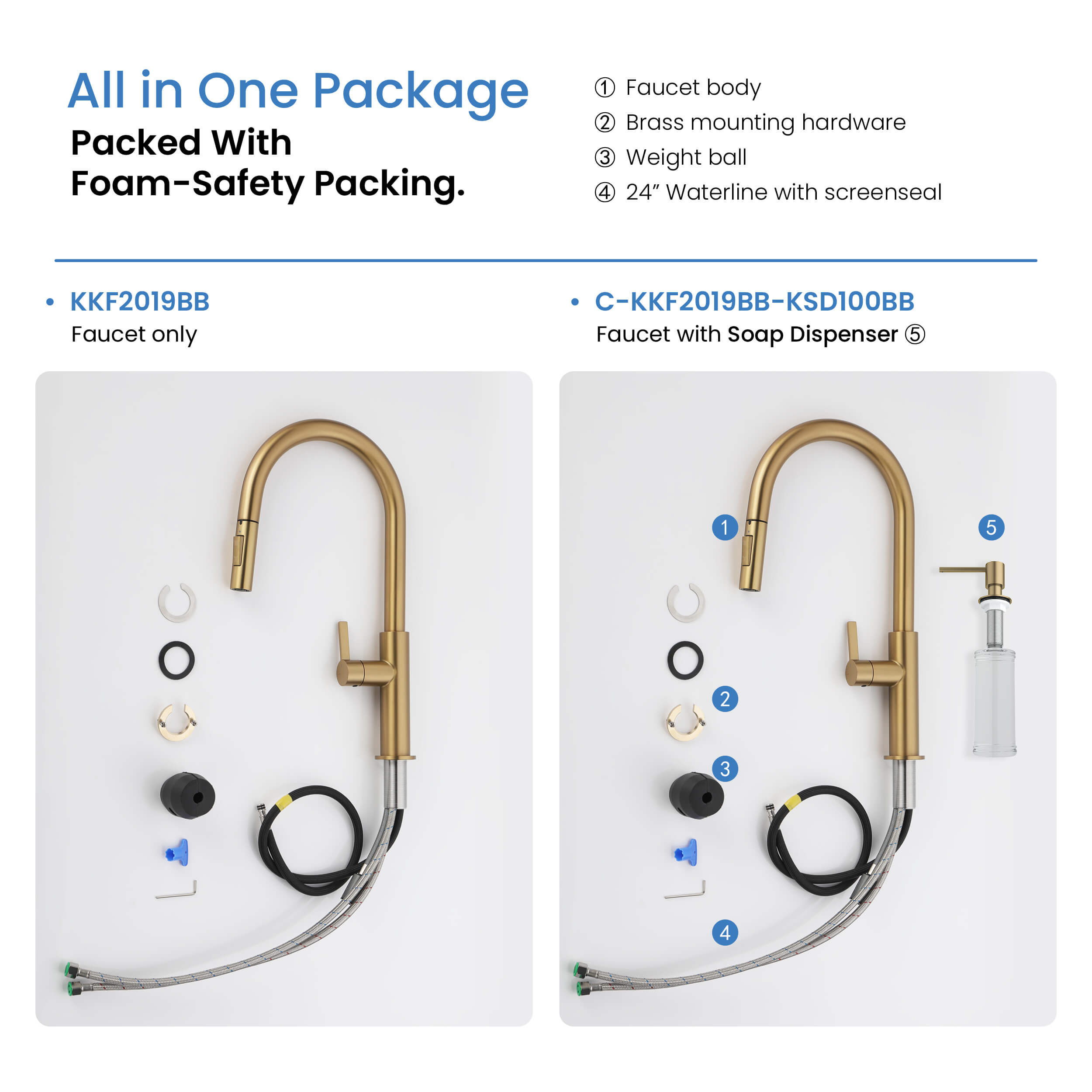 Novo Single Handle Pull Down Kitchen Faucet - KKF2019