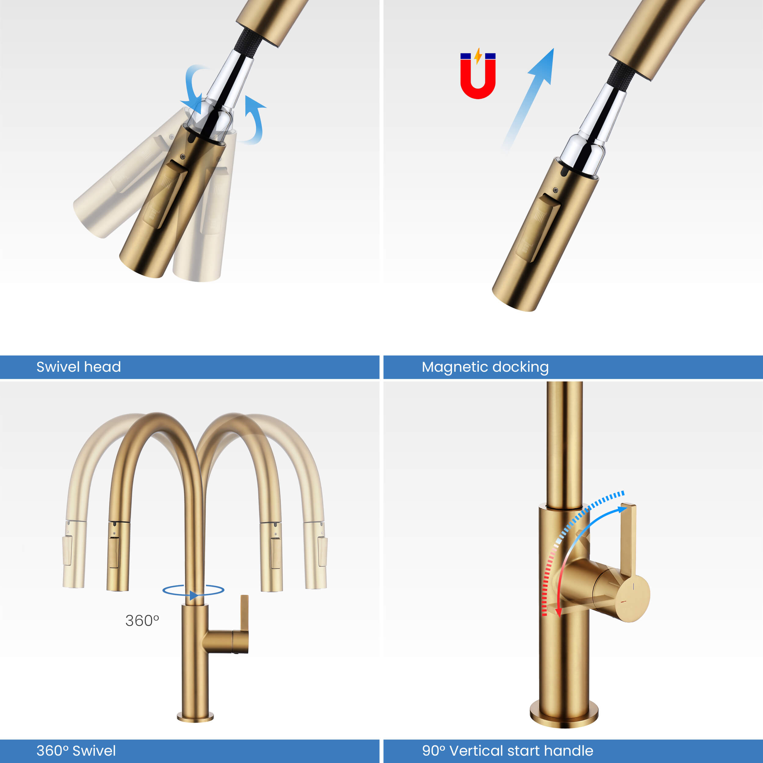 Novo Single Handle Pull Down Kitchen Faucet - KKF2019