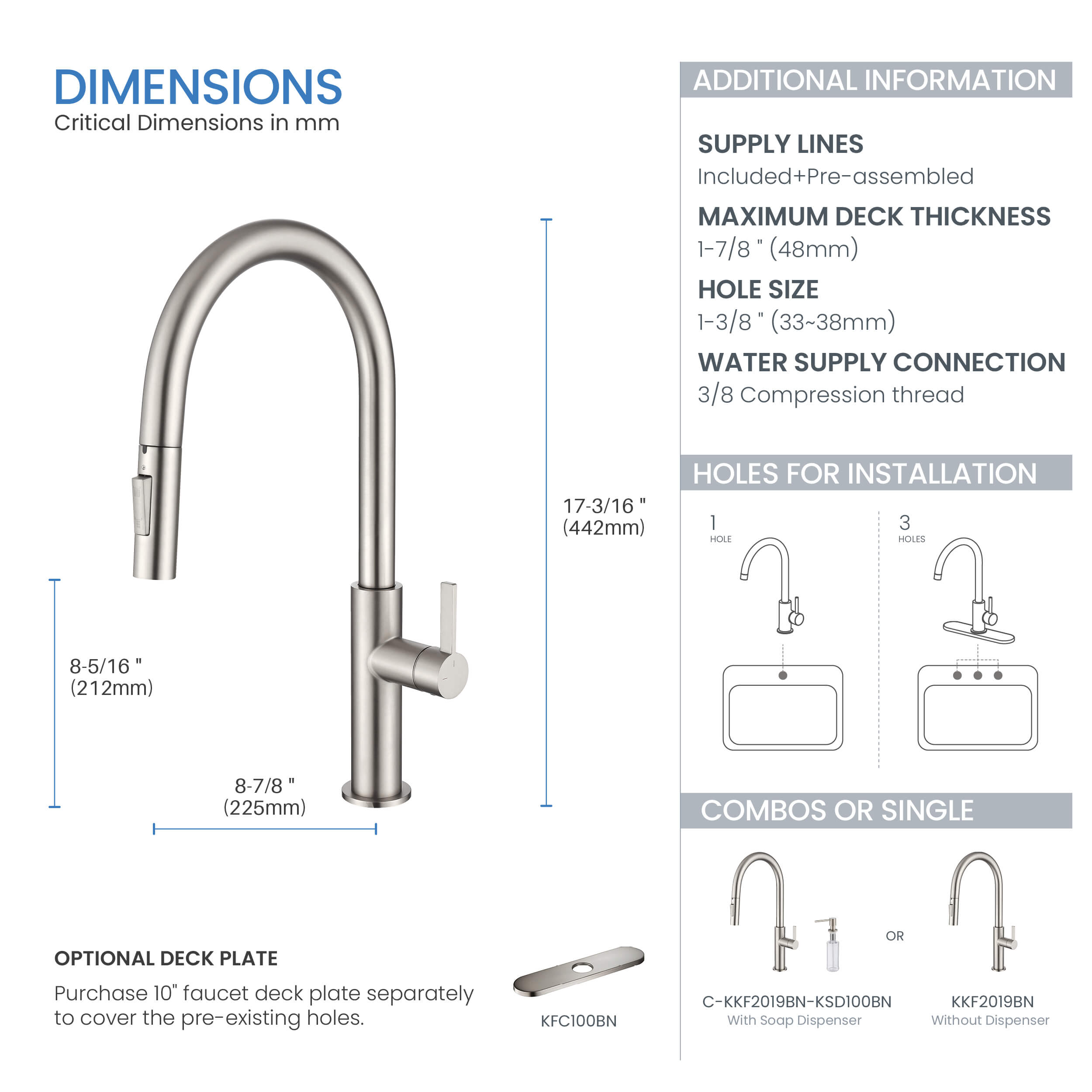 Novo Single Handle Pull Down Kitchen Faucet - KKF2019
