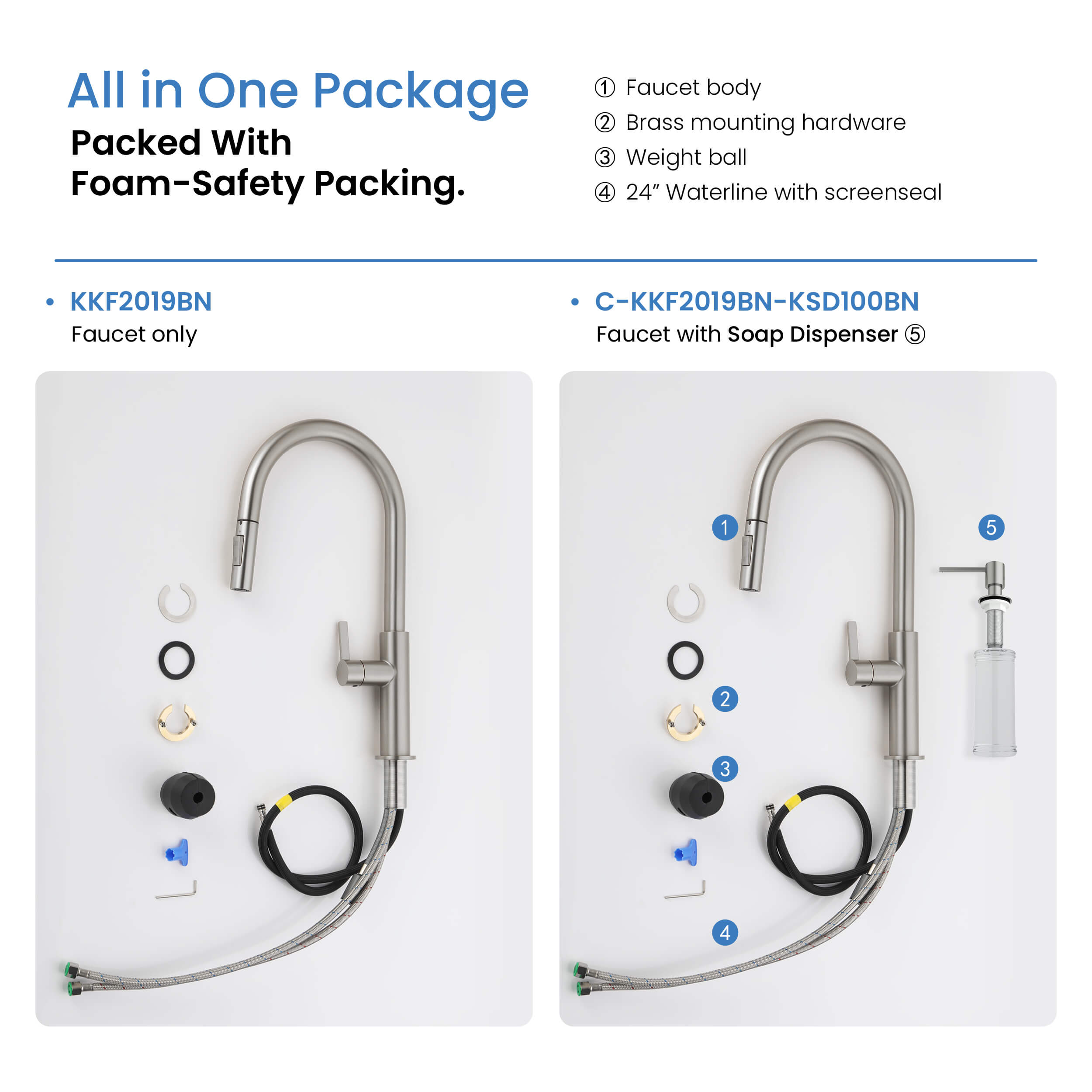 Novo Single Handle Pull Down Kitchen Faucet - KKF2019