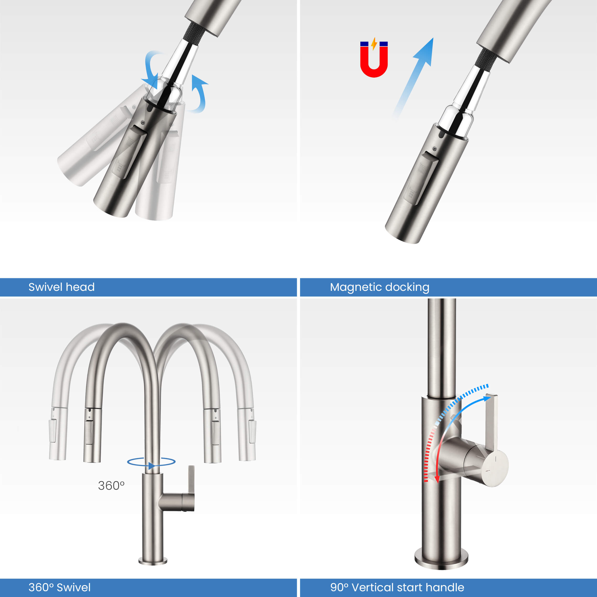 Novo Single Handle Pull Down Kitchen Faucet - KKF2019