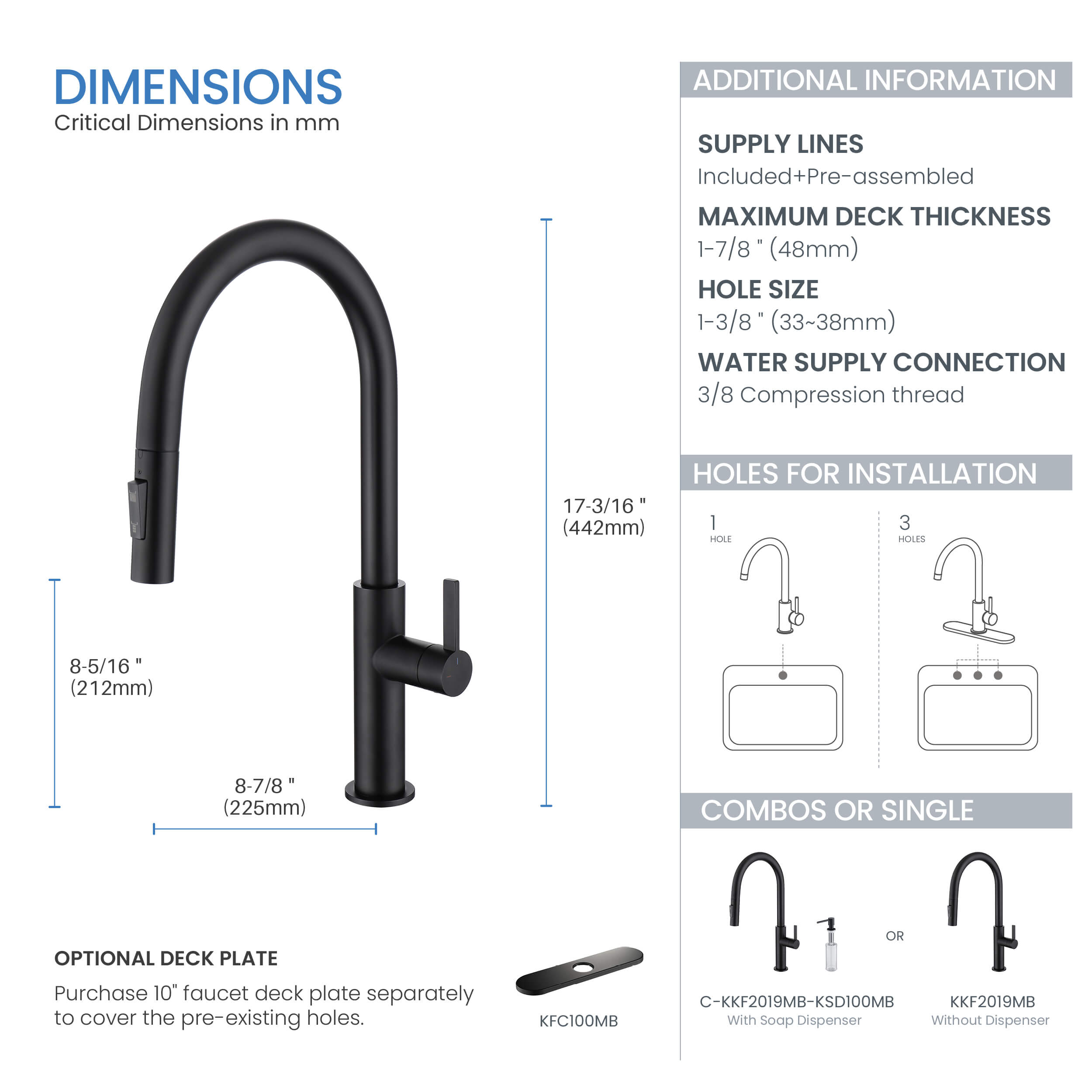 Novo Single Handle Pull Down Kitchen Faucet - KKF2019