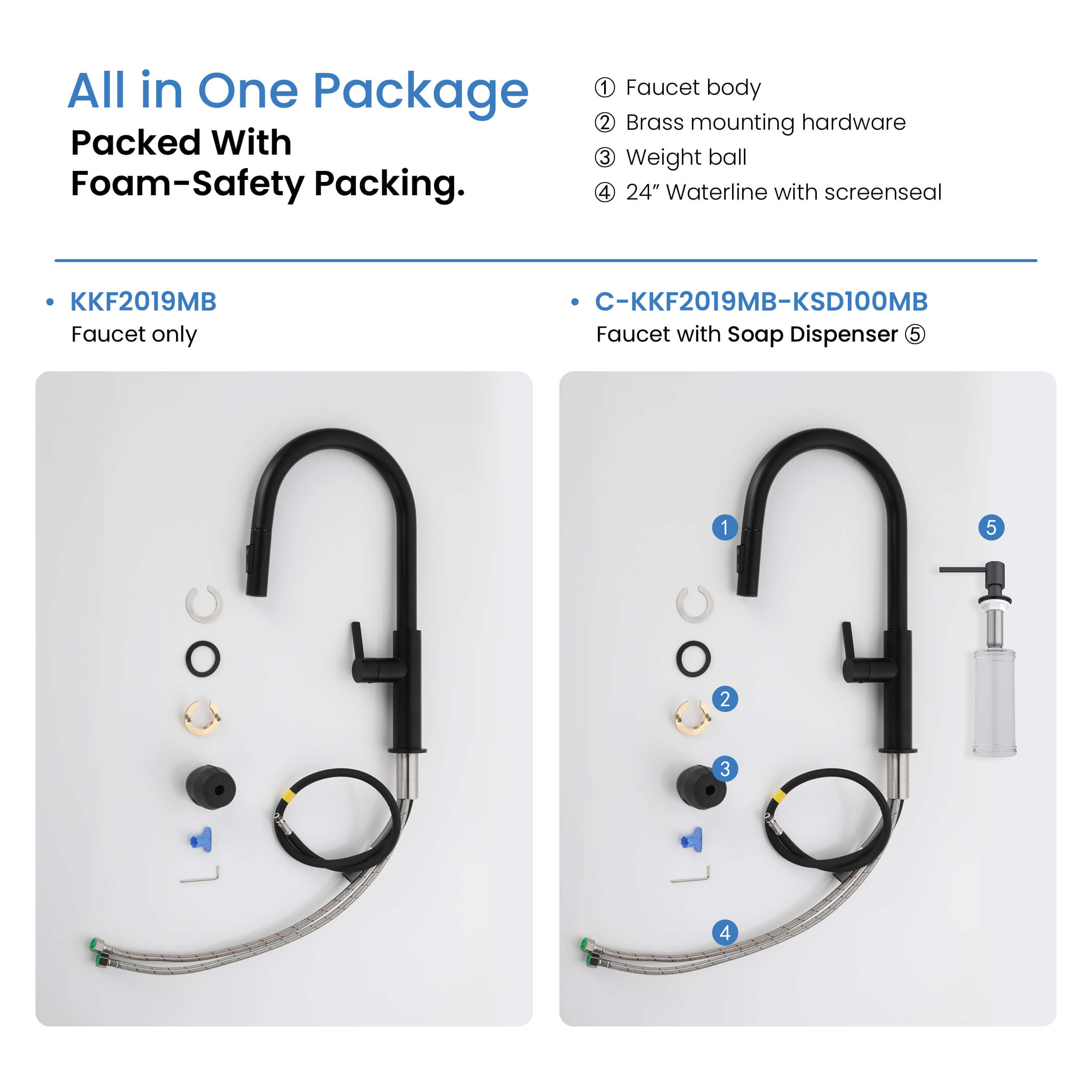 Novo Single Handle Pull Down Kitchen Faucet - KKF2019