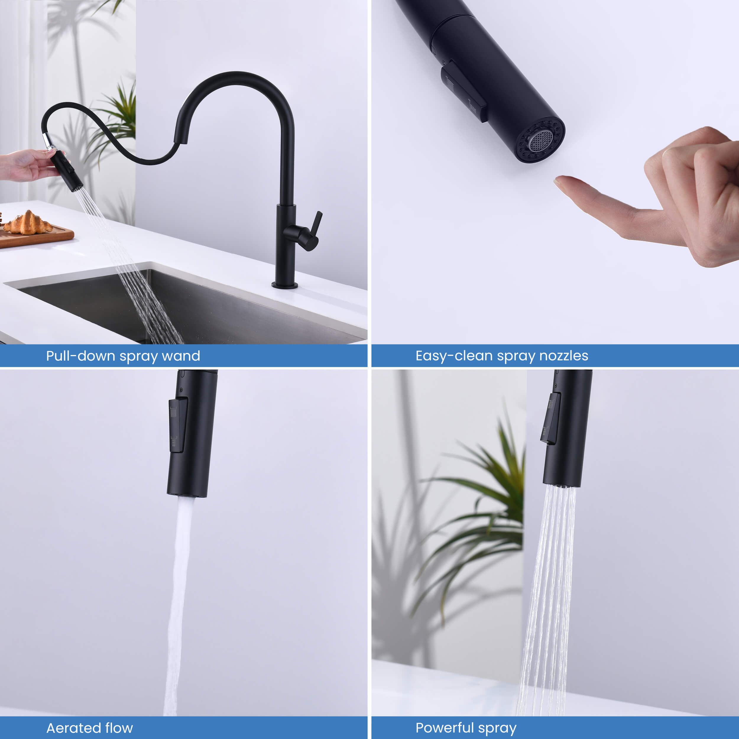 Novo Single Handle Pull Down Kitchen Faucet - KKF2019