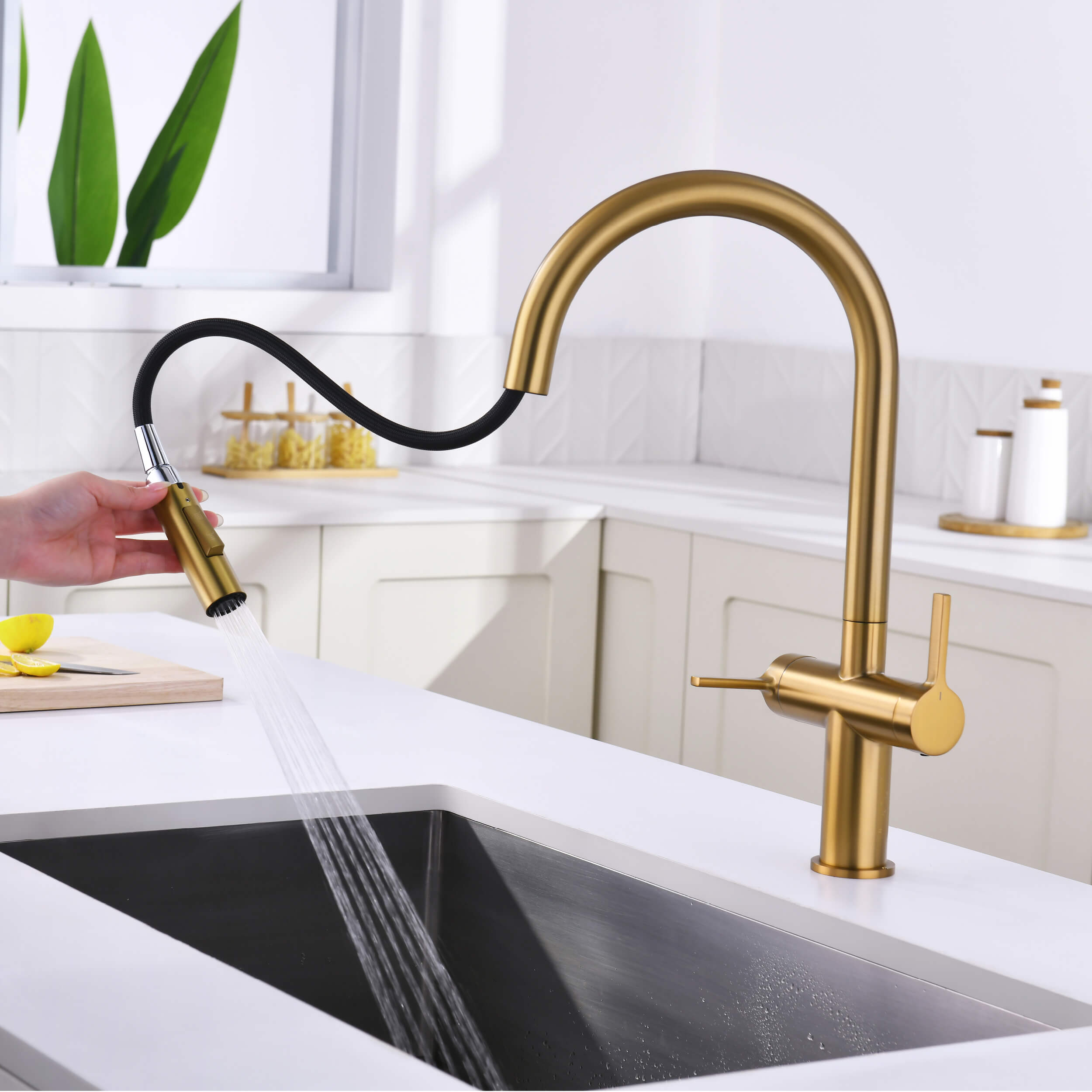 Novo Single Hole Two Handle Pull Down Kitchen Faucet - KKF2020