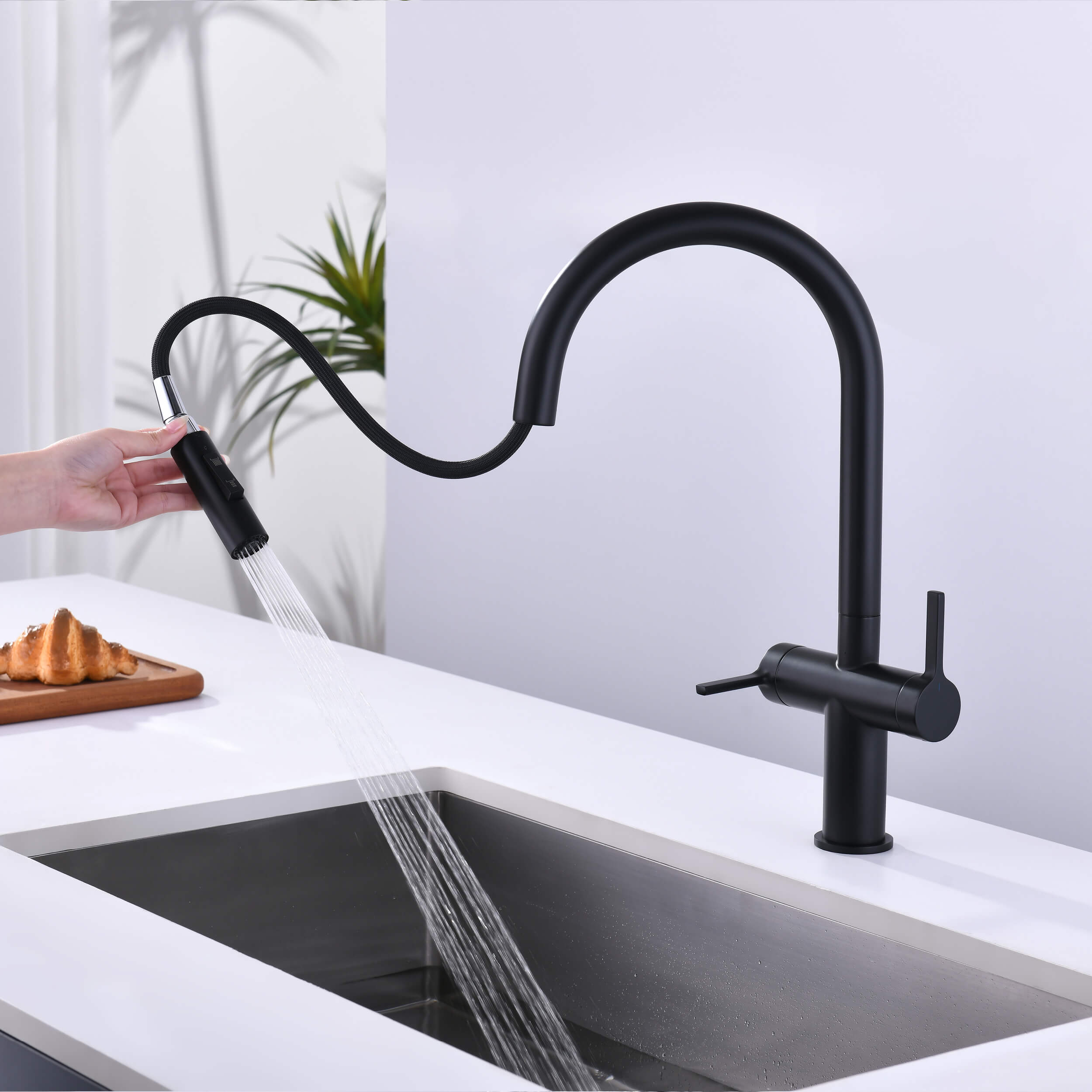 Novo Single Hole Two Handle Pull Down Kitchen Faucet - KKF2020