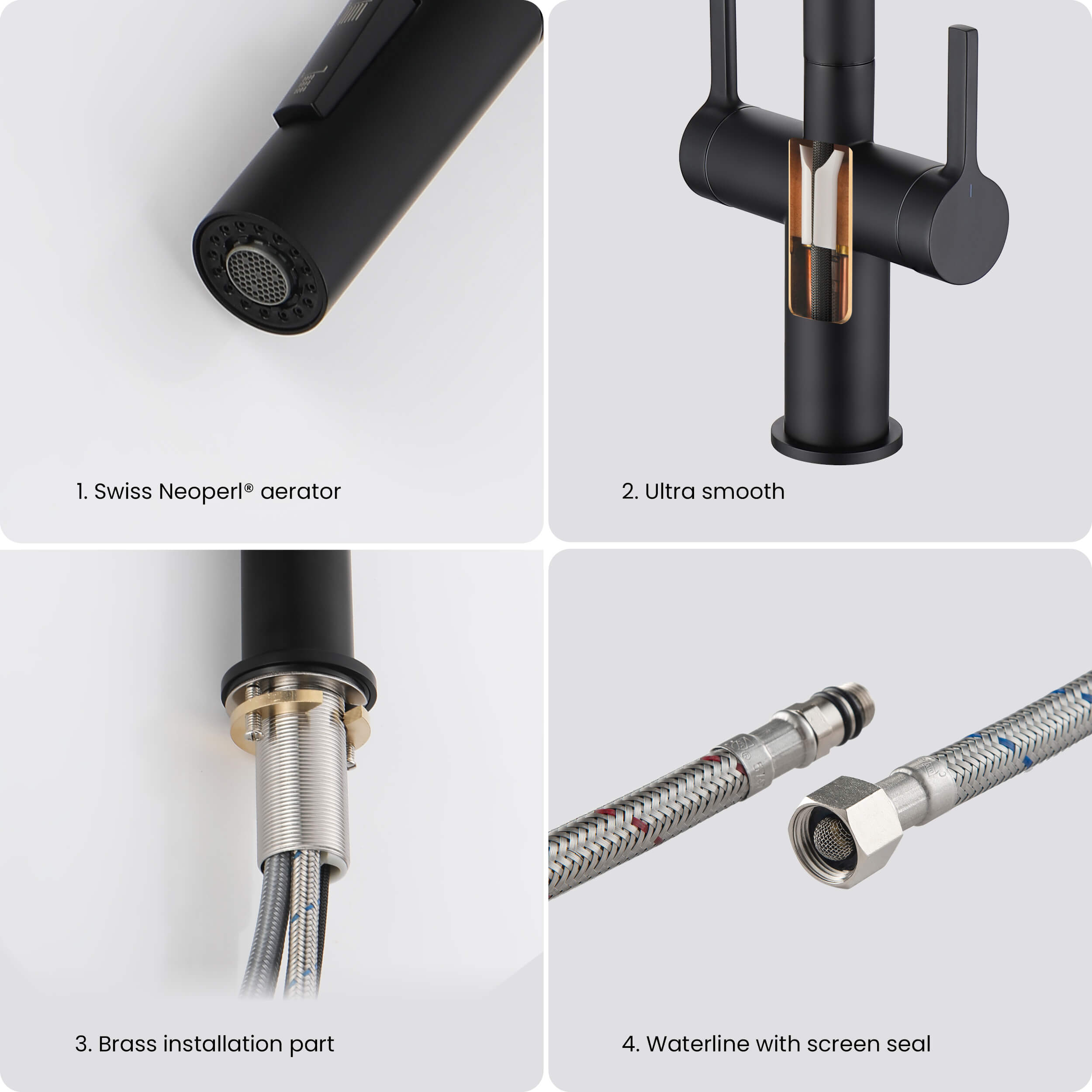 Novo Single Hole Two Handle Pull Down Kitchen Faucet - KKF2020