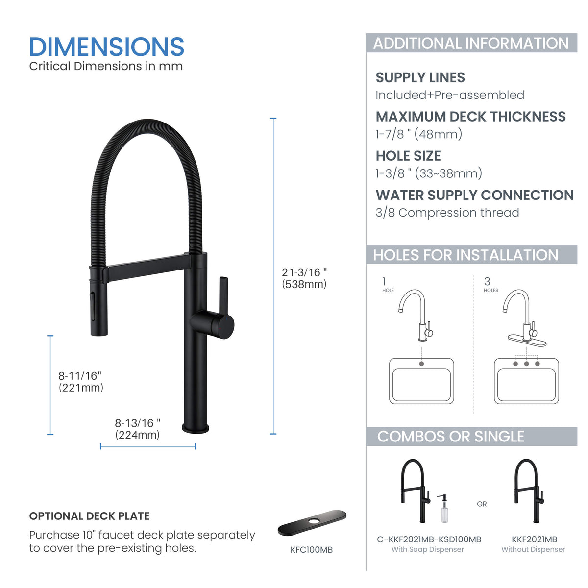 Novo Pro-style Single Handle Pull Down Kitchen Faucet - KKF2021