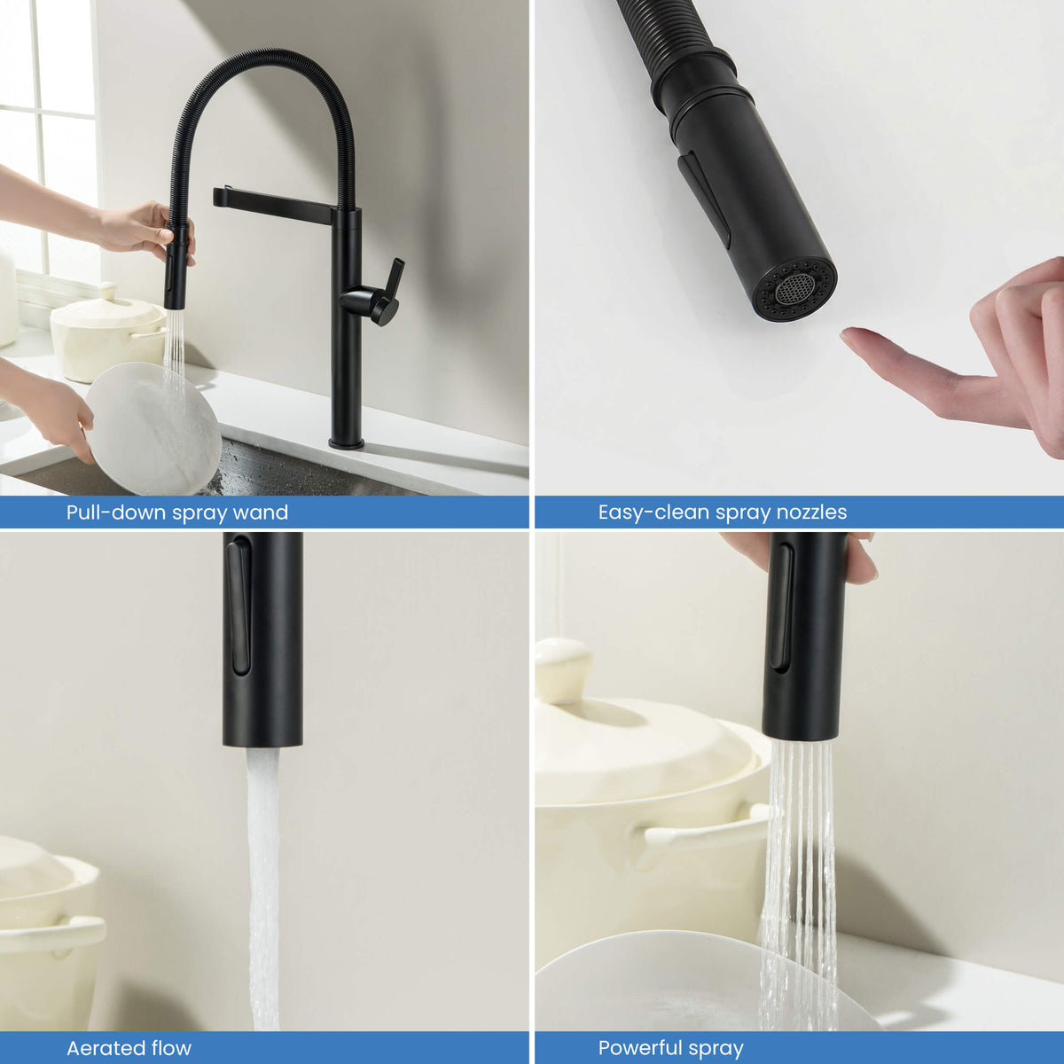 Novo Pro-style Single Handle Pull Down Kitchen Faucet - KKF2021